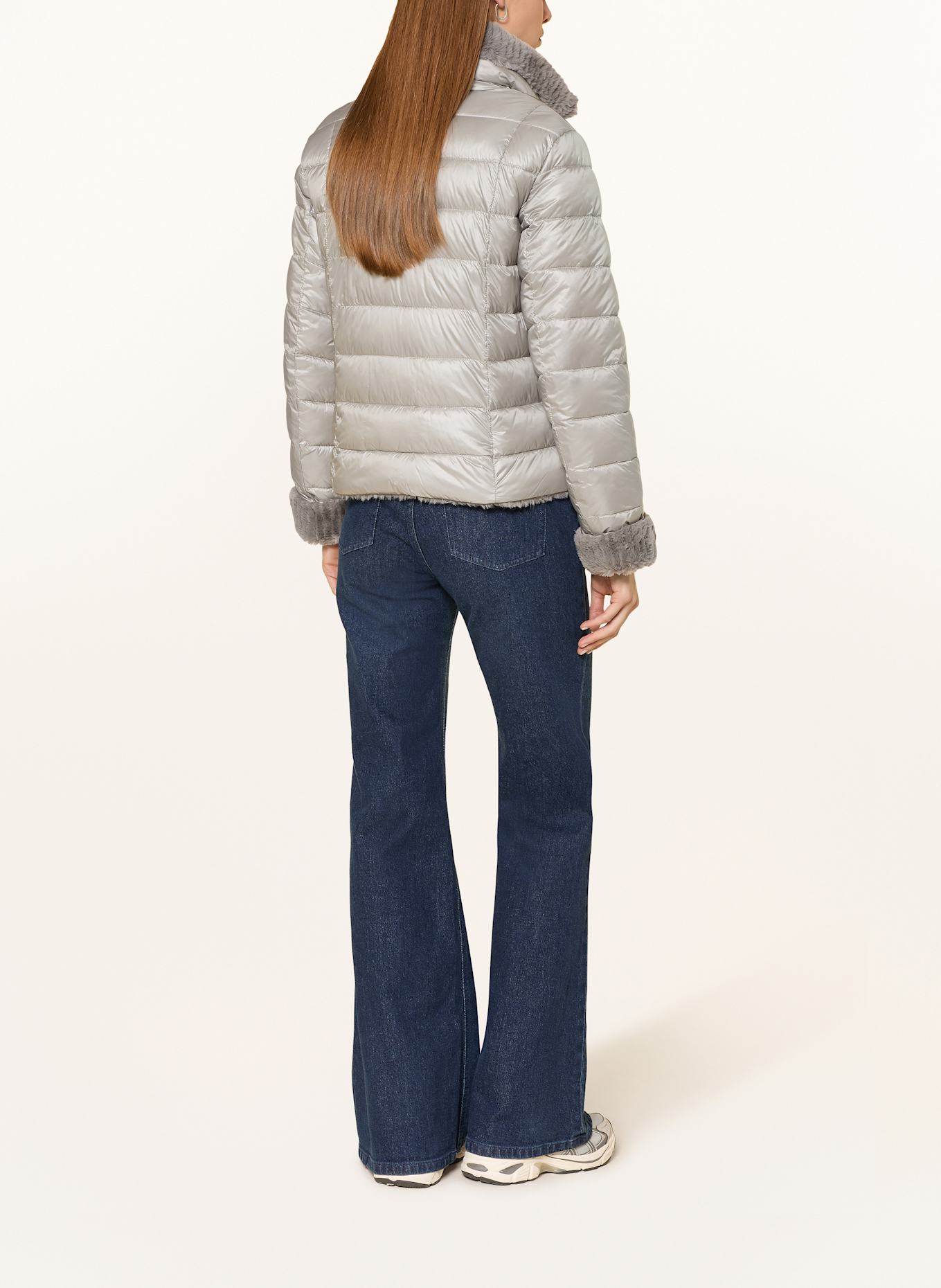 MILESTONE Steppjacke mit Kunstfell: SILBER