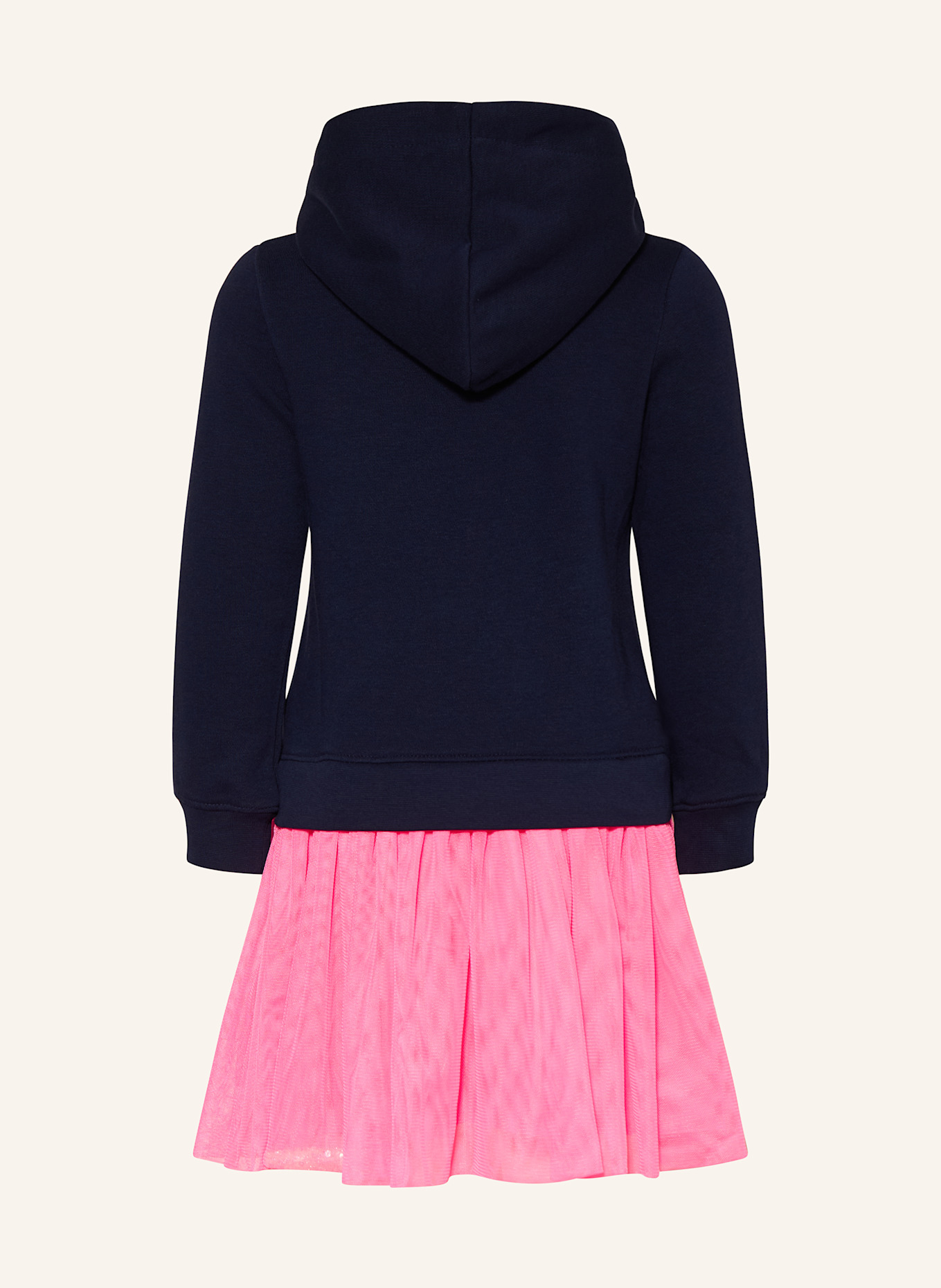 DANAMADE Kleid im Materialmix mit Pailletten: DUNKELBLAU / PINK