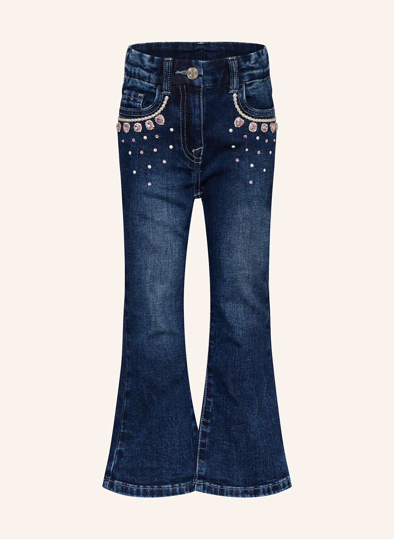 MONNALISA Jeans mit Schmucksteinen: Blu Stone Denim
