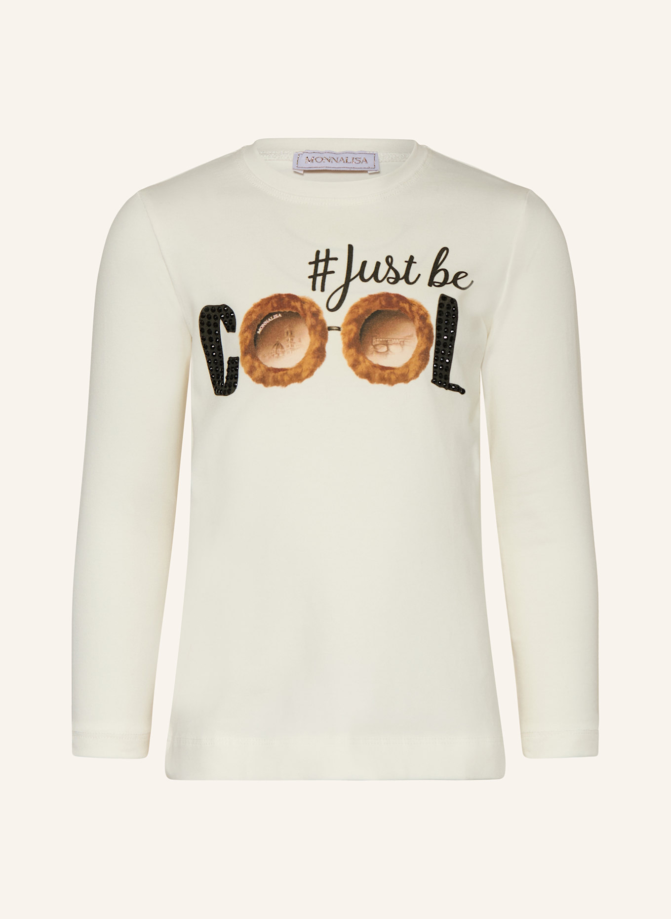 MONNALISA Longsleeve mit Schmucksteinen: WEISS