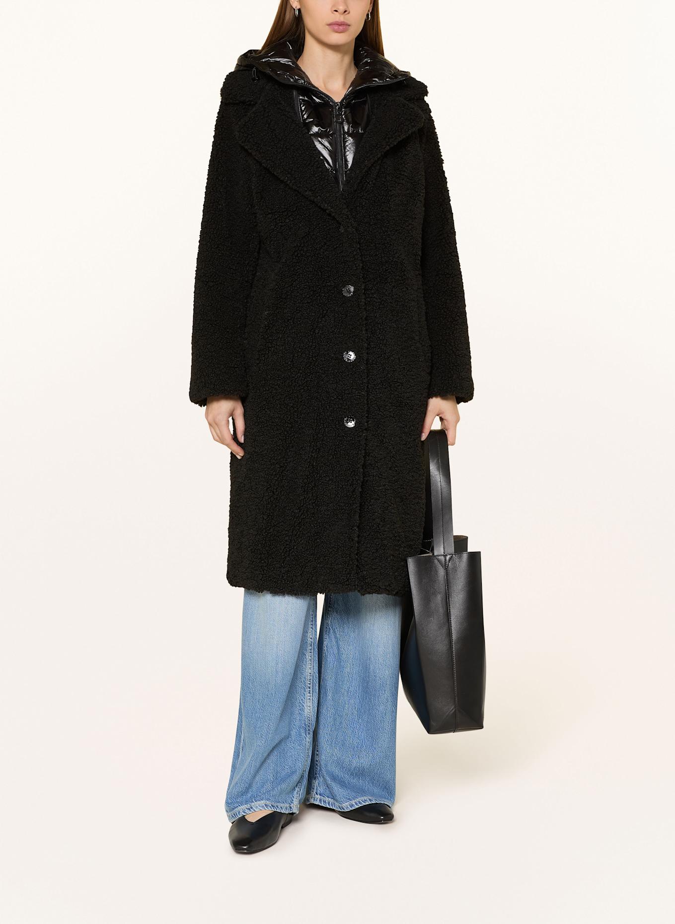 FRIEDA & FREDDIES Teddyfell-Mantel GINEZ: SCHWARZ