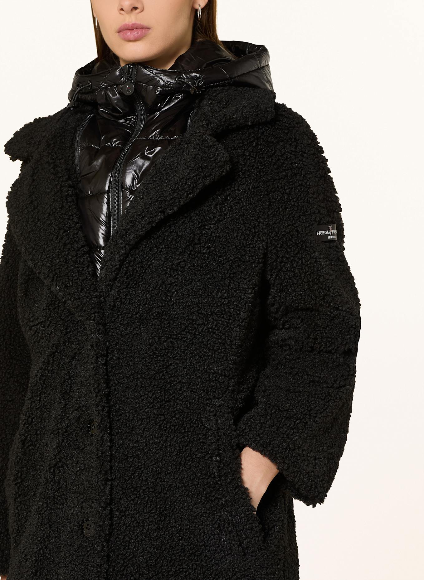 FRIEDA & FREDDIES Teddyfell-Mantel GINEZ: SCHWARZ