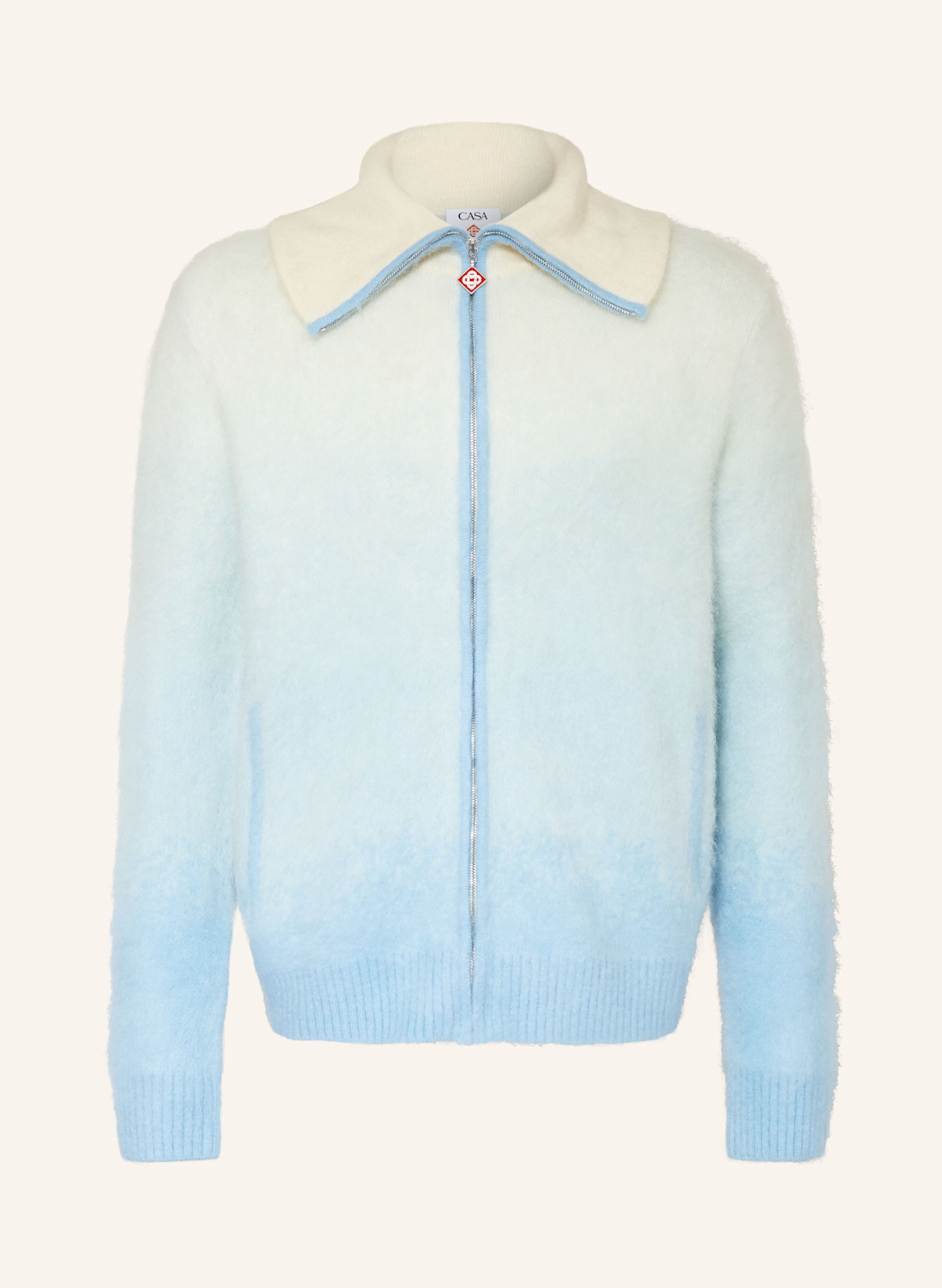 Casablanca Strickjacke: ECRU/ HELLBLAU