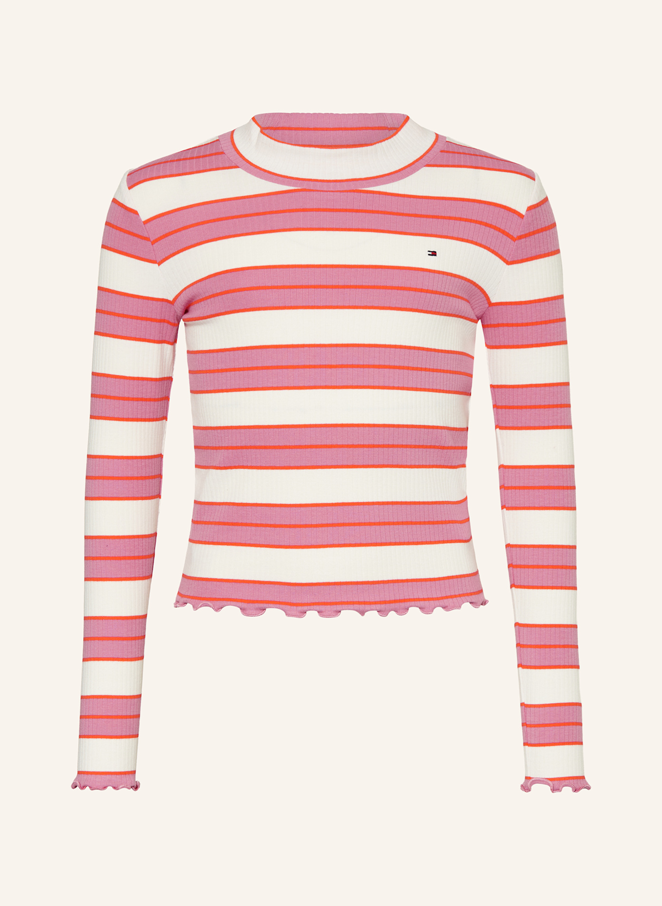 TOMMY HILFIGER Longsleeve: PINK / ROT / ECRU