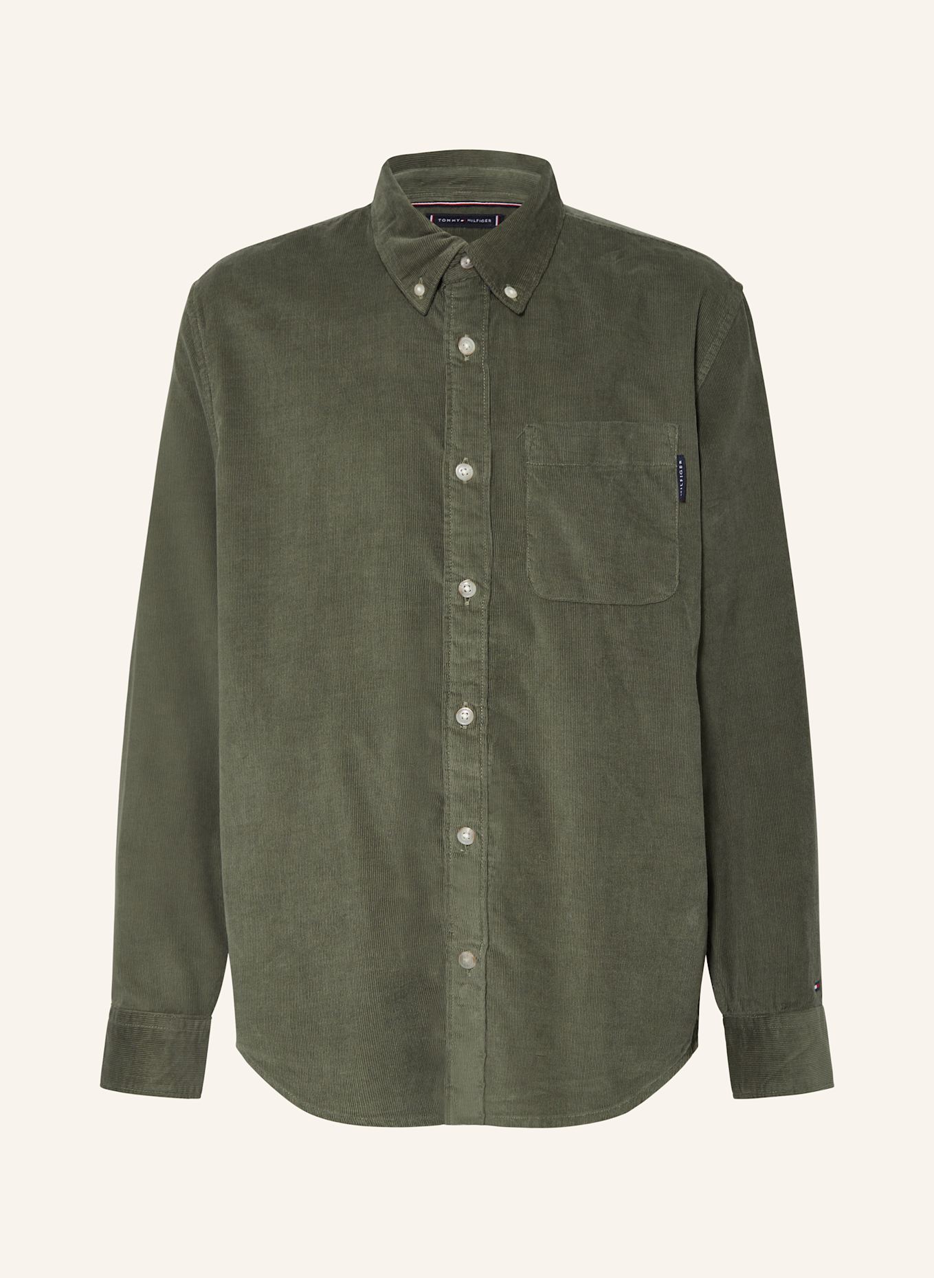 TOMMY HILFIGER Cordhemd: DUNKELGRÜN