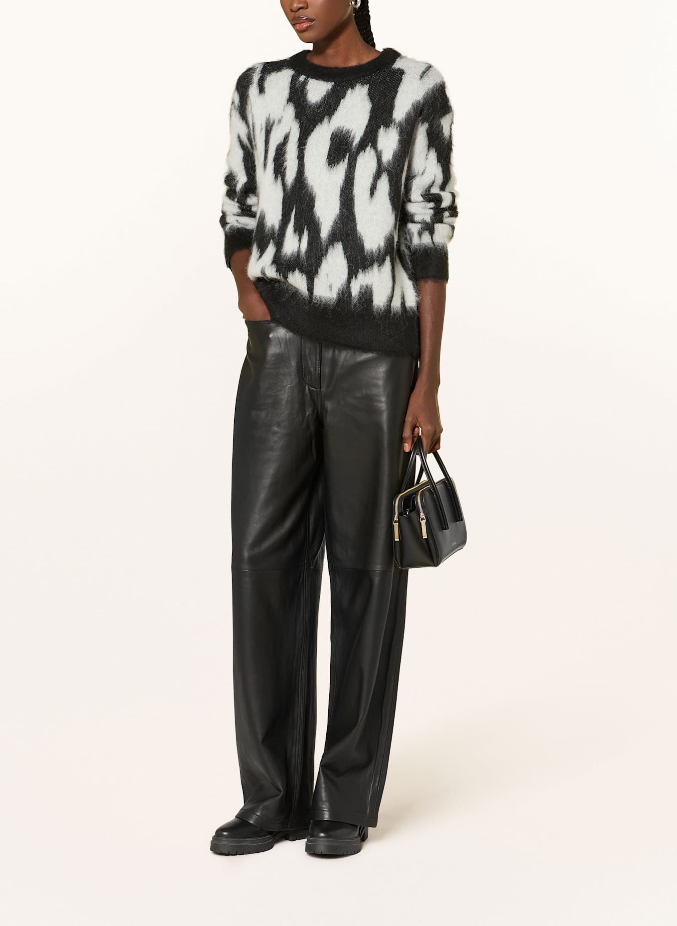 Calvin Klein Pullover mit Alpaka: SCHWARZ / WEISS