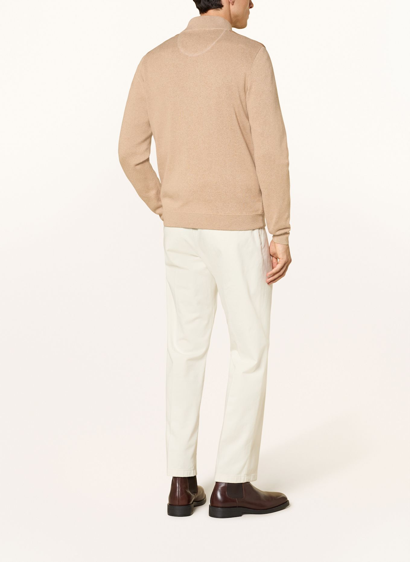 FYNCH-HATTON Strickjacke im Materialmix: HELLBRAUN