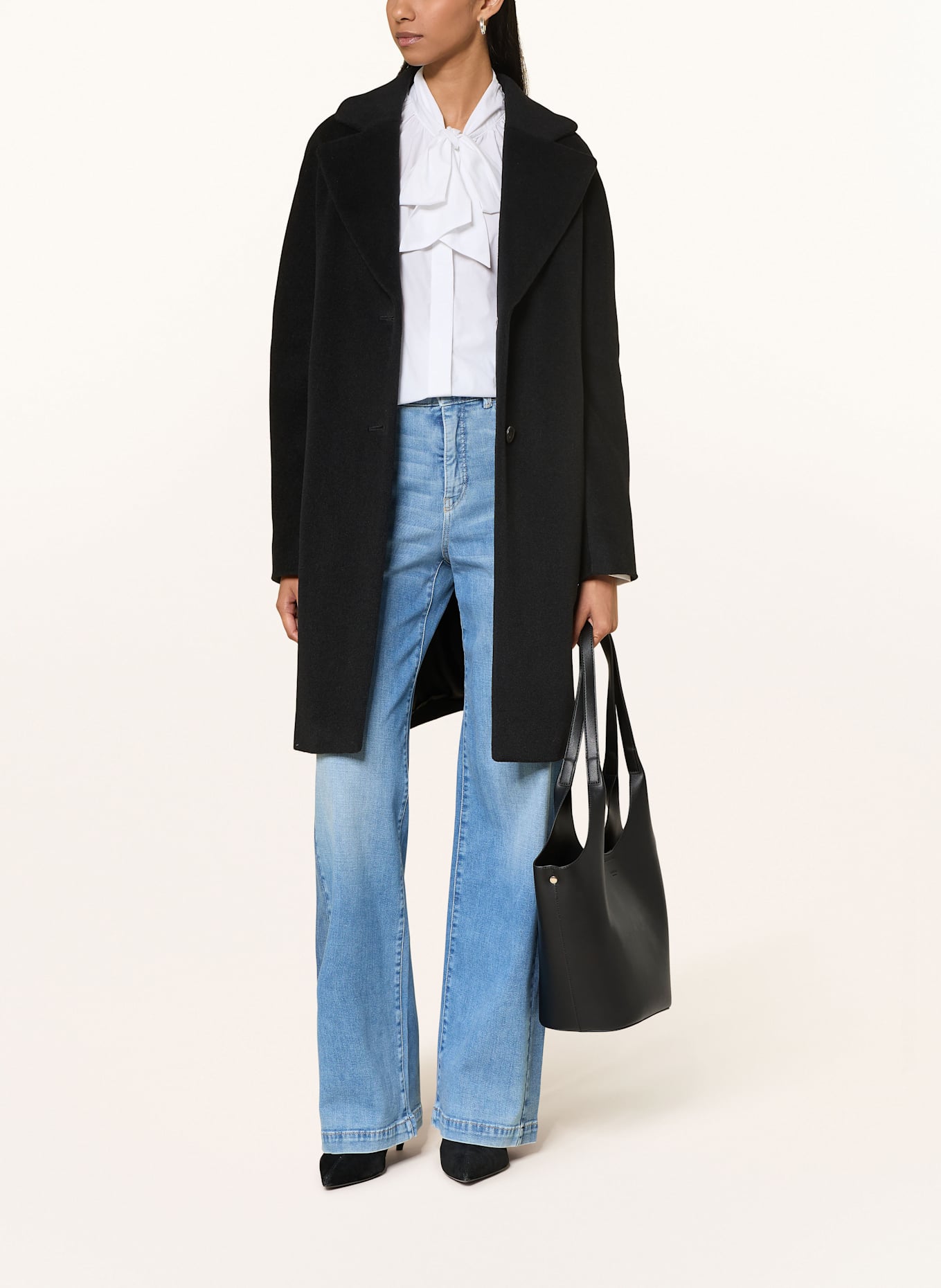 MARC CAIN Coat with alpaca: 900 BLACK