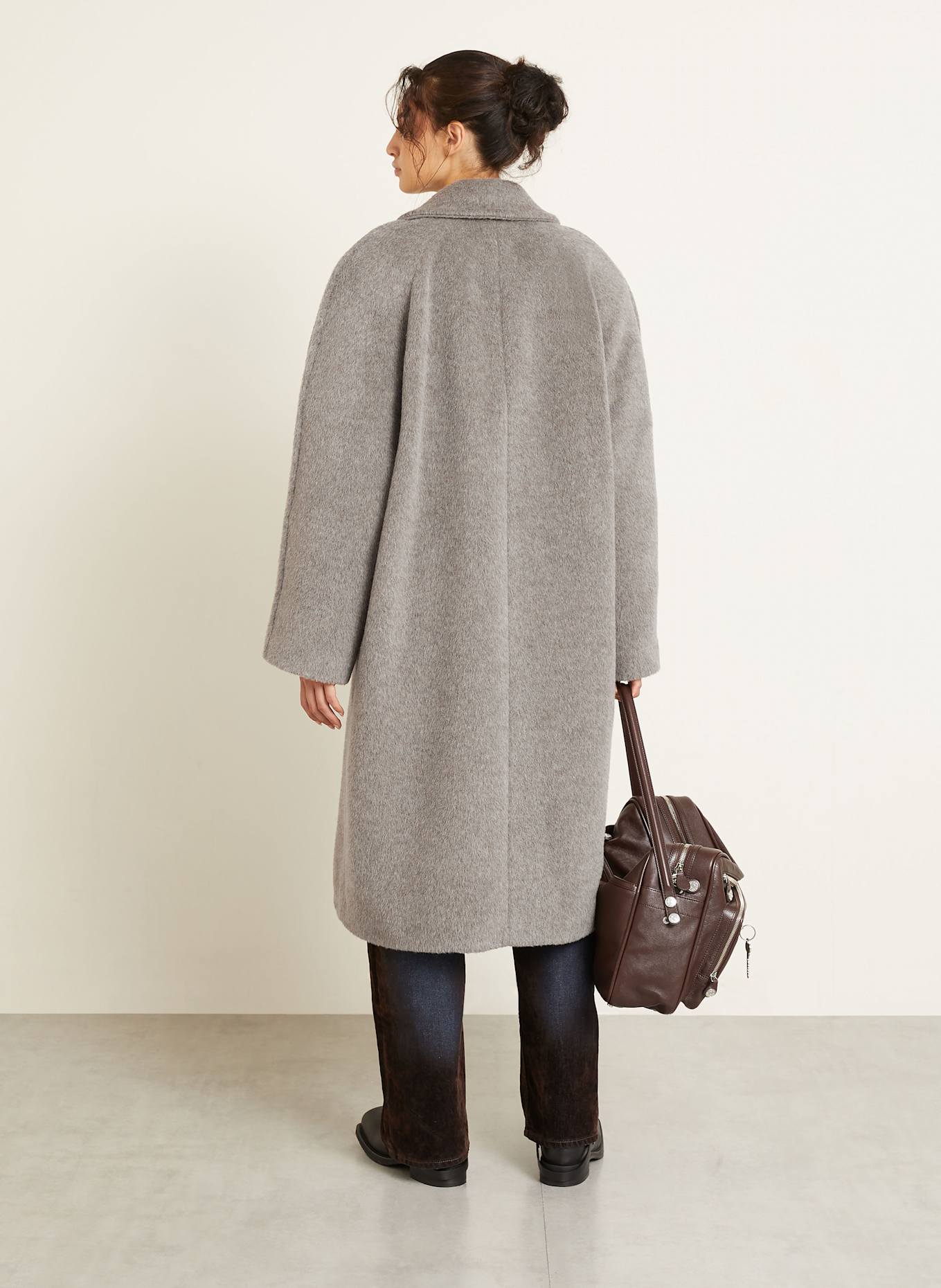 Acne Studios Płaszcz bosmański z dodatkiem alpaki: SZAROBRĄZOWY