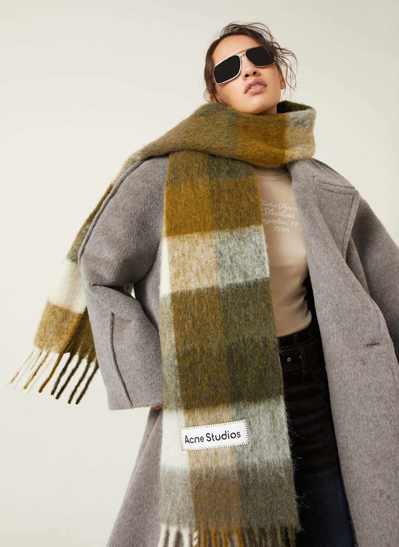 Acne Studios Płaszcz bosmański z dodatkiem alpaki: SZAROBRĄZOWY