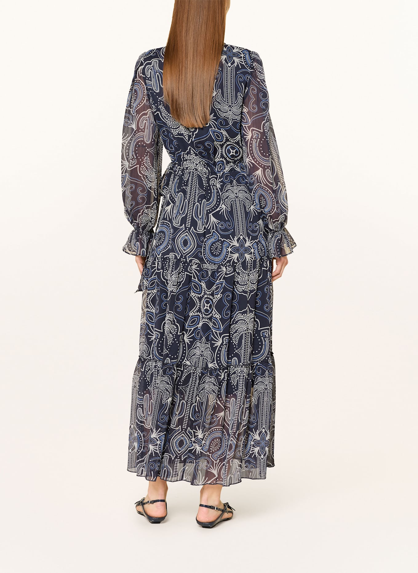 oui Kleid mit Rüschen: DUNKELBLAU / BLAU / HELLGRAU