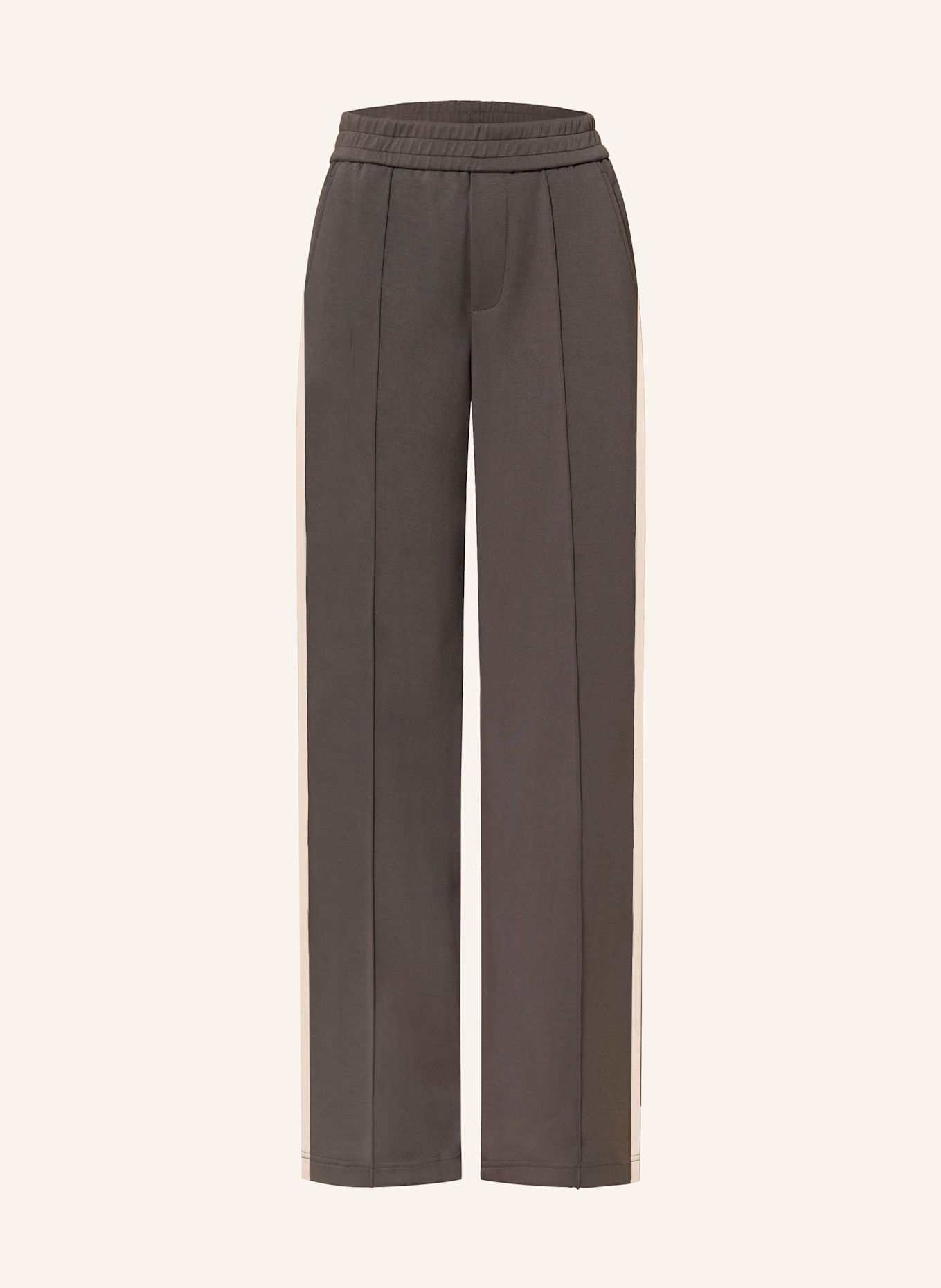 oui Sweatpants mit Galonstreifen: DUNKELBRAUN