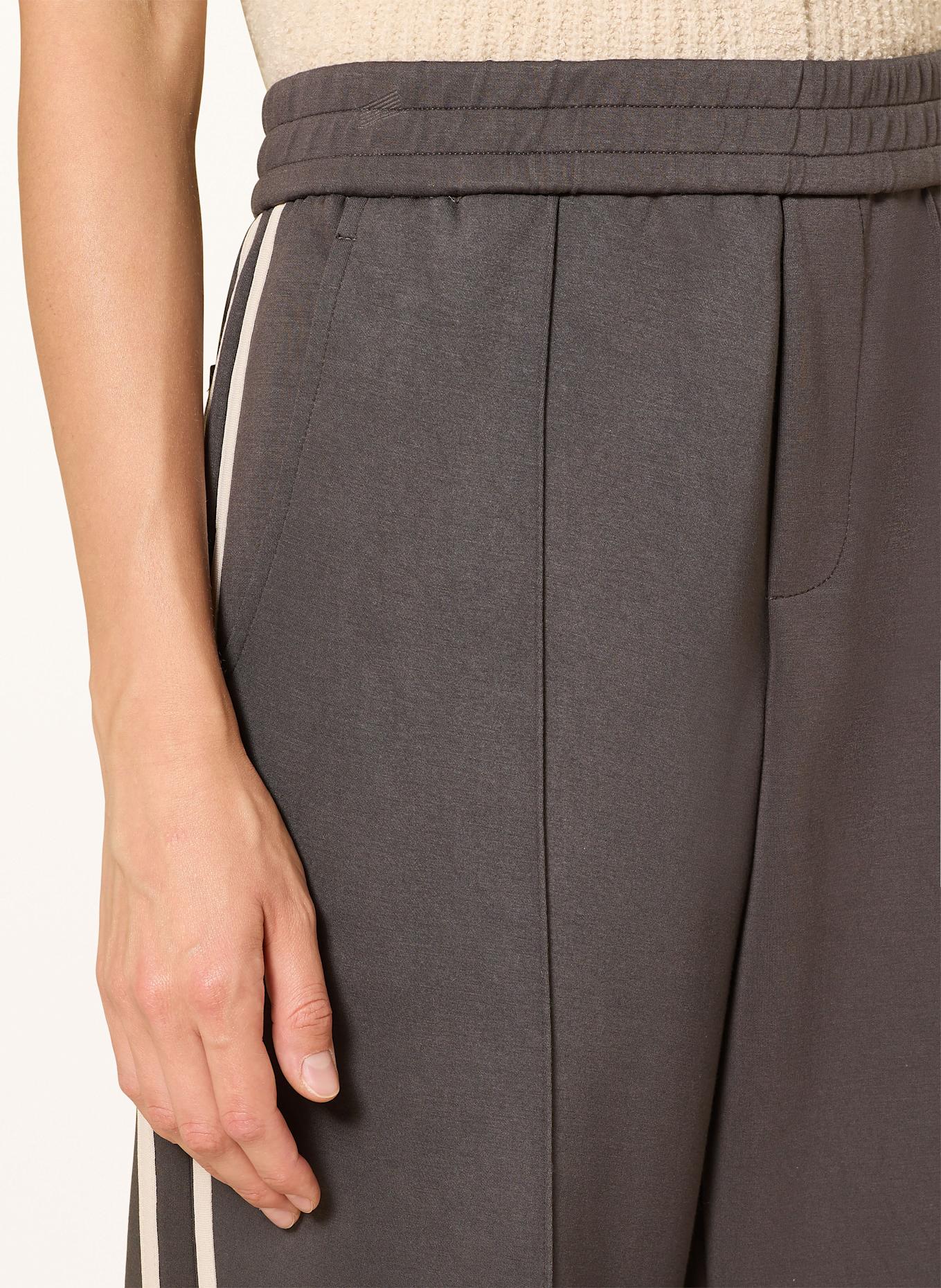 oui Sweatpants mit Galonstreifen: DUNKELBRAUN