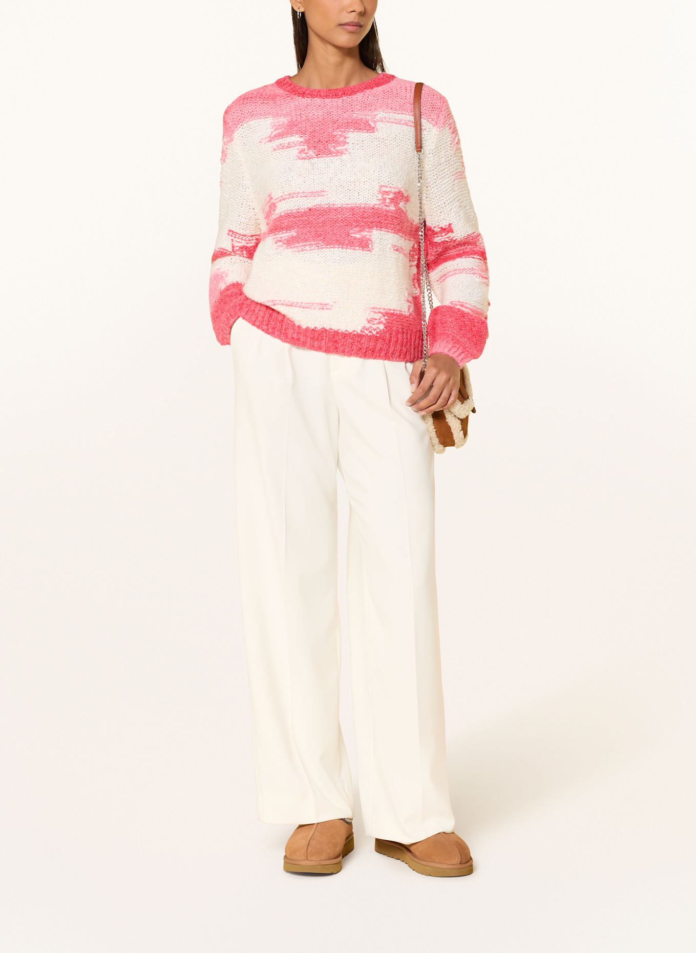 oui Pullover: ROSÉ / WEISS