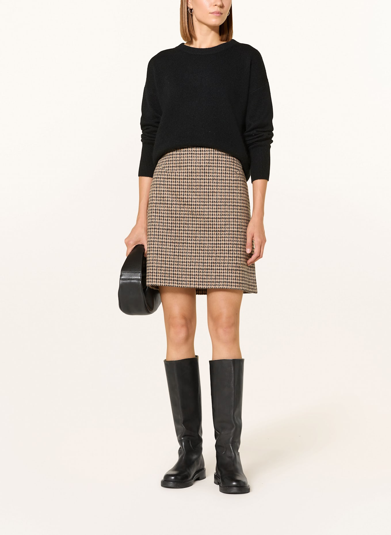 oui Jerseyrock mit Glitzergarn: HELLBRAUN / SCHWARZ