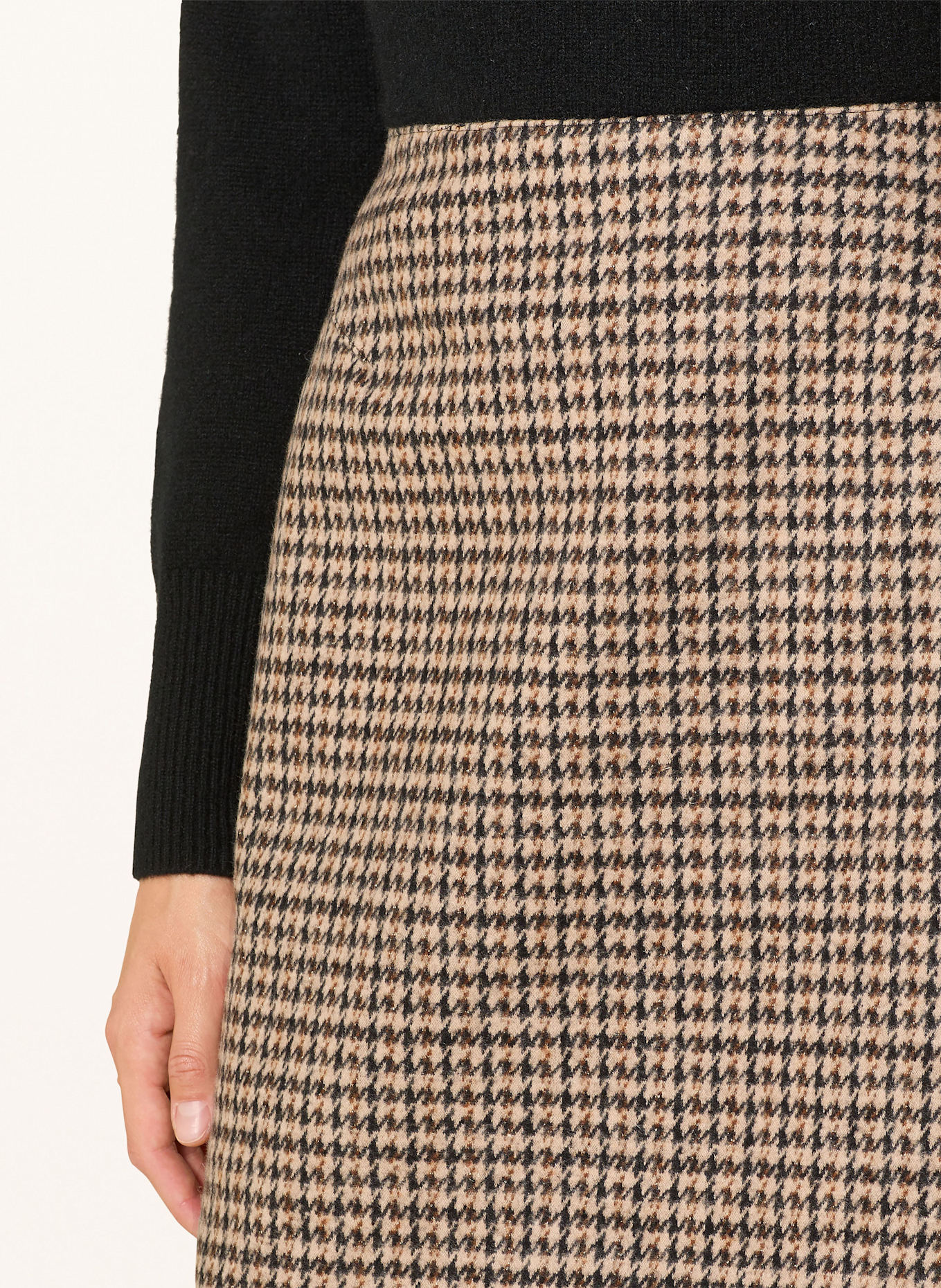 oui Jerseyrock mit Glitzergarn: HELLBRAUN / SCHWARZ