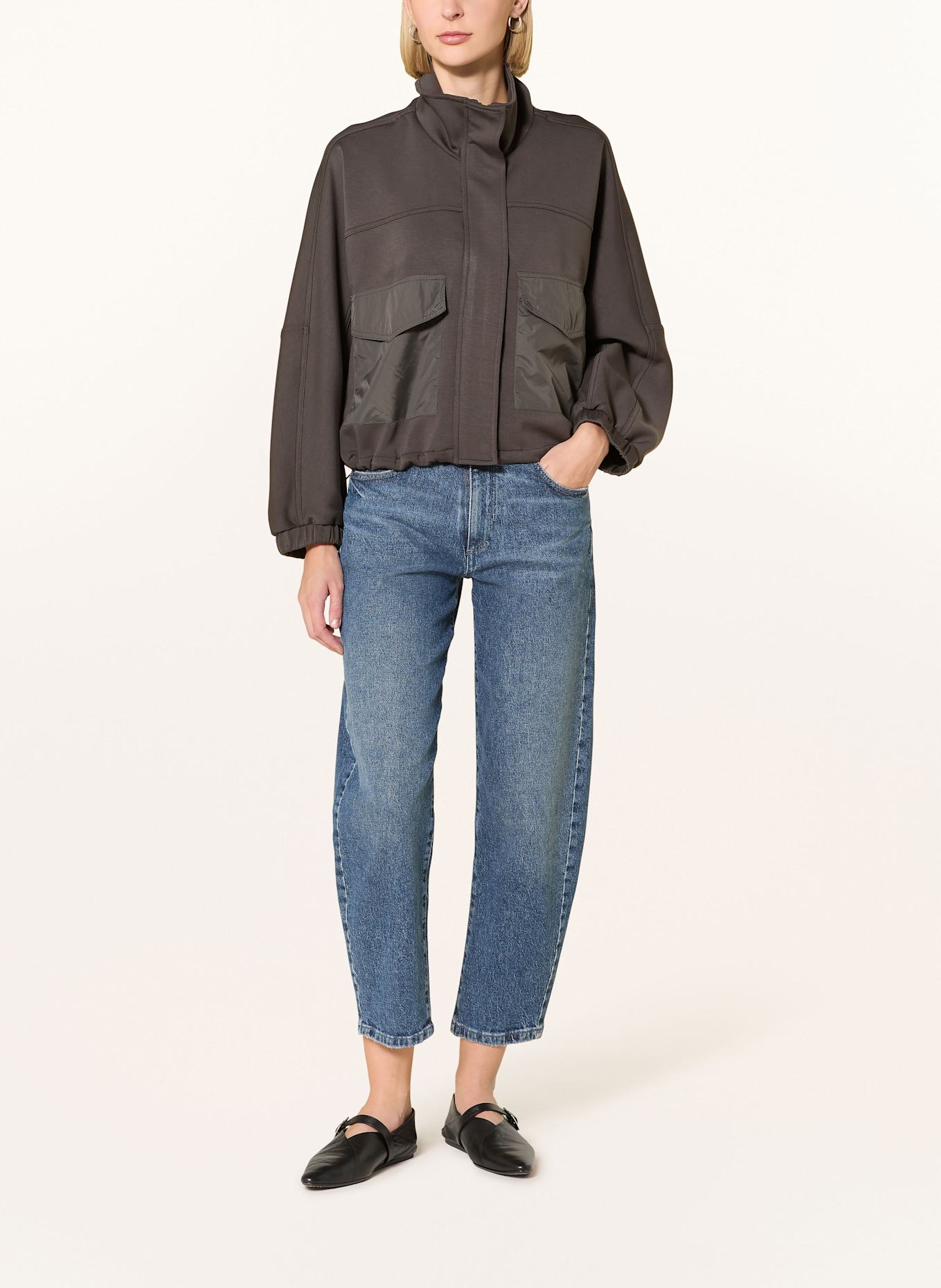 oui Kastenjacke aus Jersey: DUNKELBRAUN