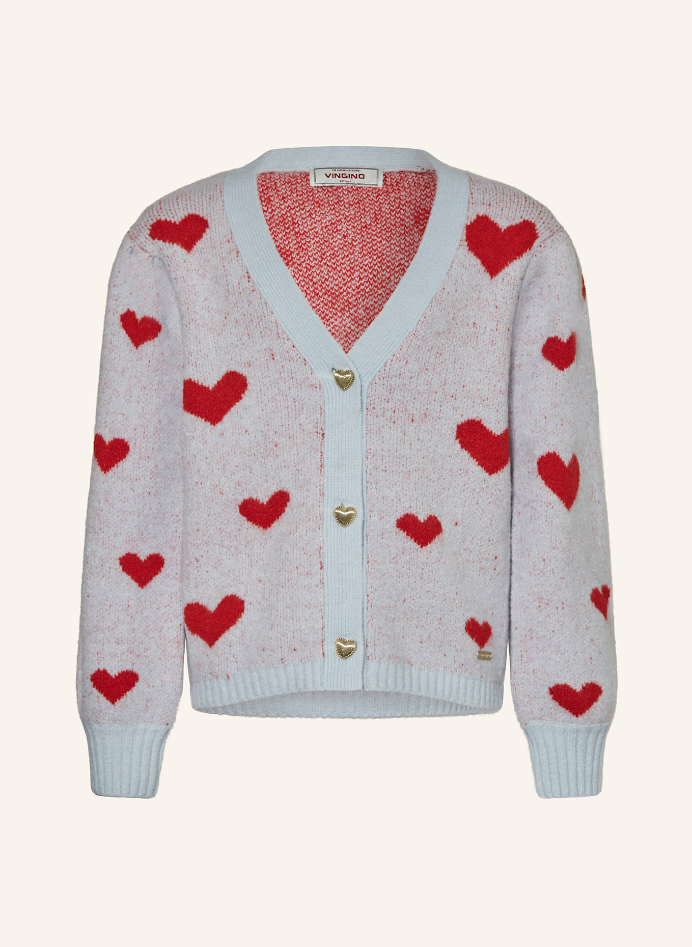 VINGINO Strickjacke MANON: HELLBLAU / ROT