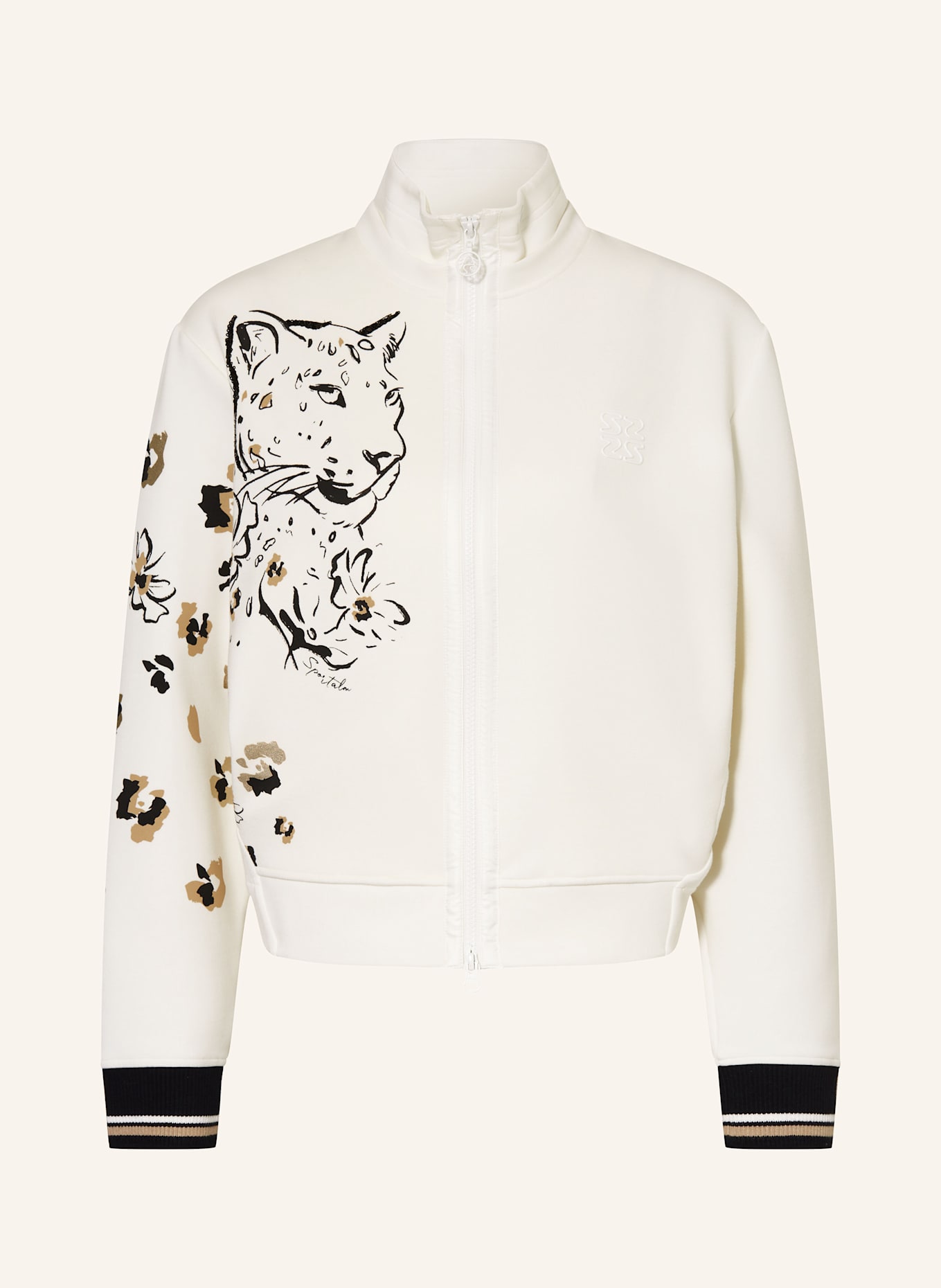 SPORTALM Sweatjacke: ECRU / SCHWARZ