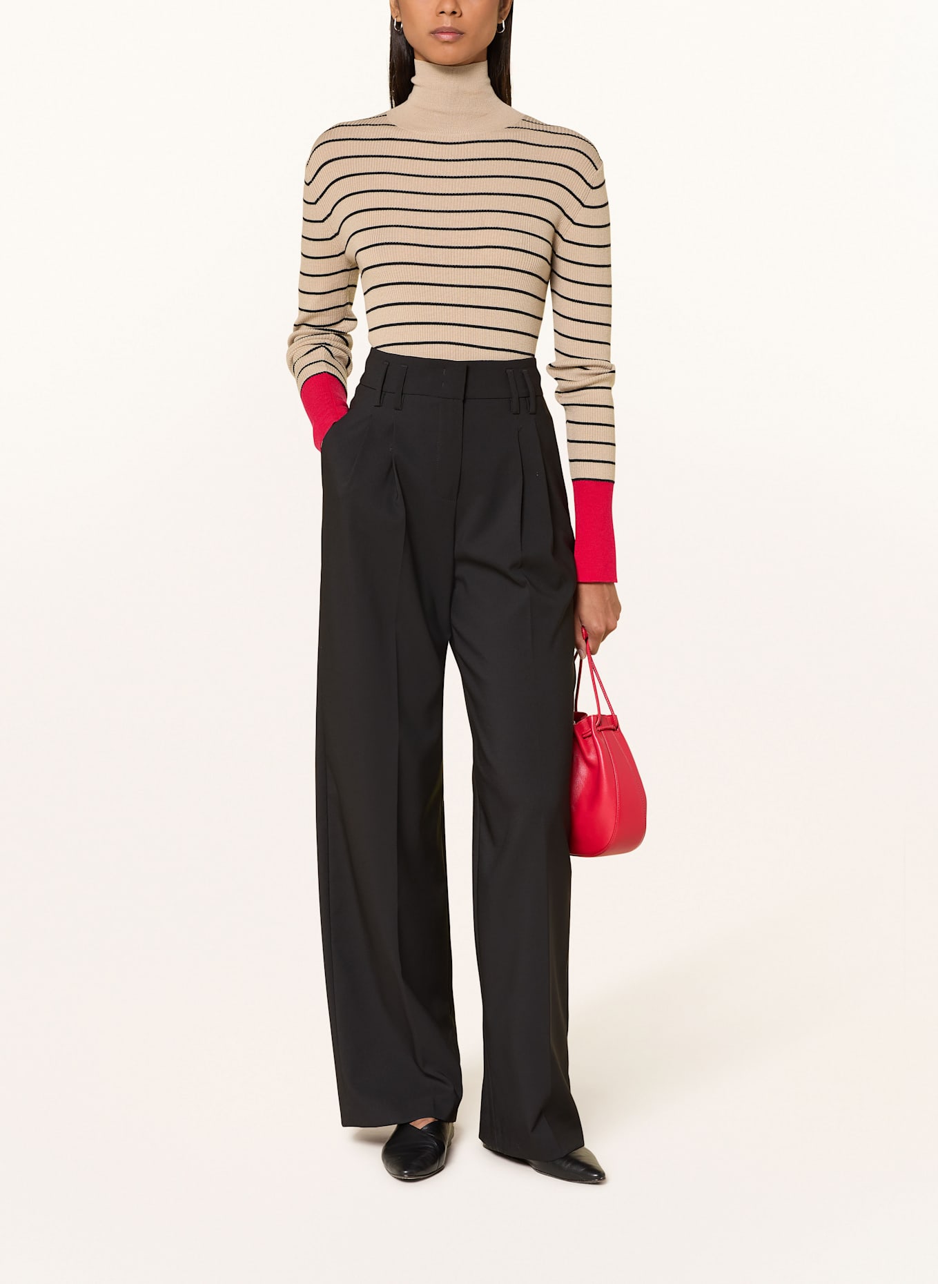 SPORTALM Rollkragenpullover: HELLBRAUN / SCHWARZ / ROT