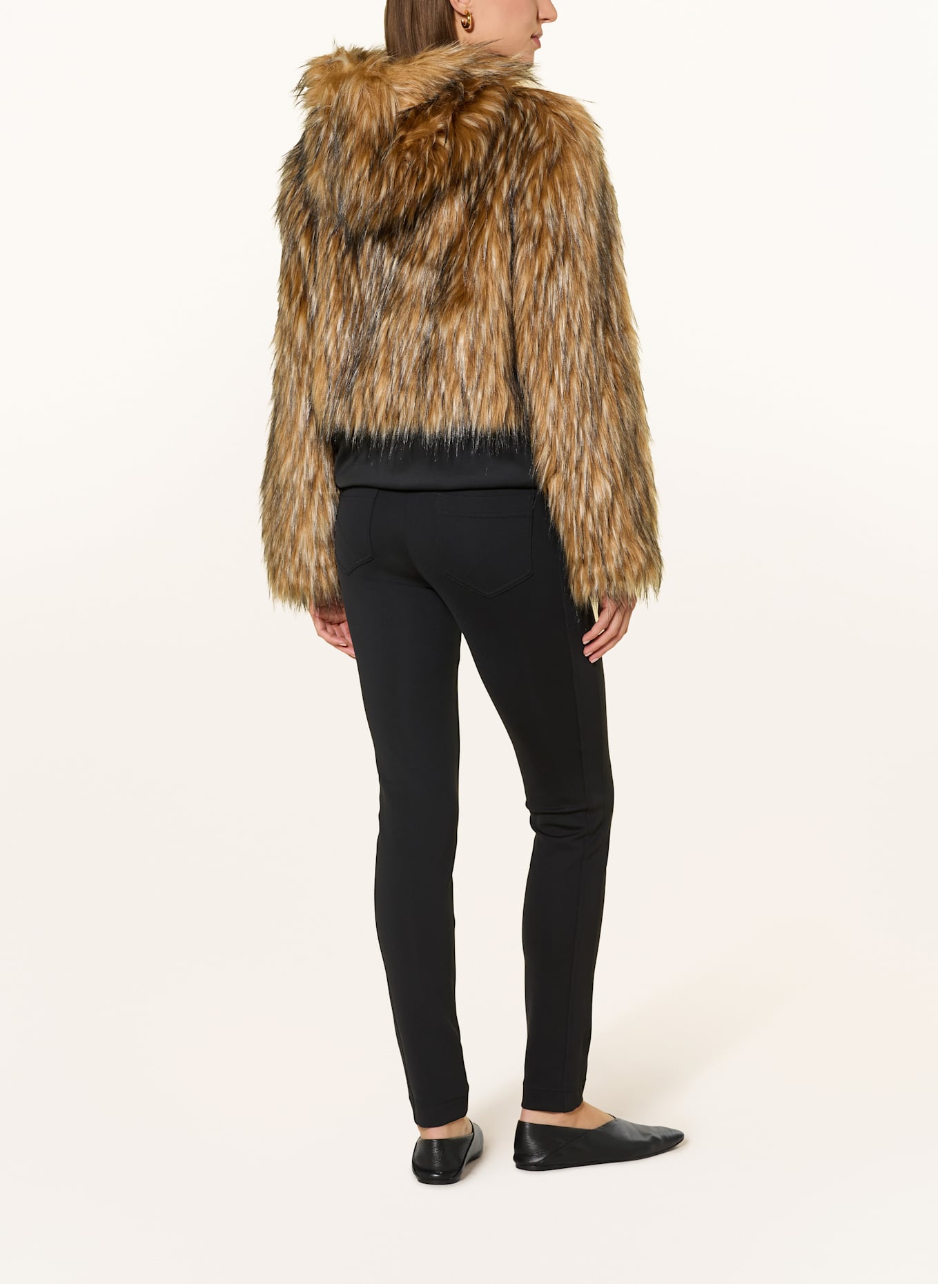 SPORTALM Kunstfell-Jacke: HELLBRAUN / SCHWARZ