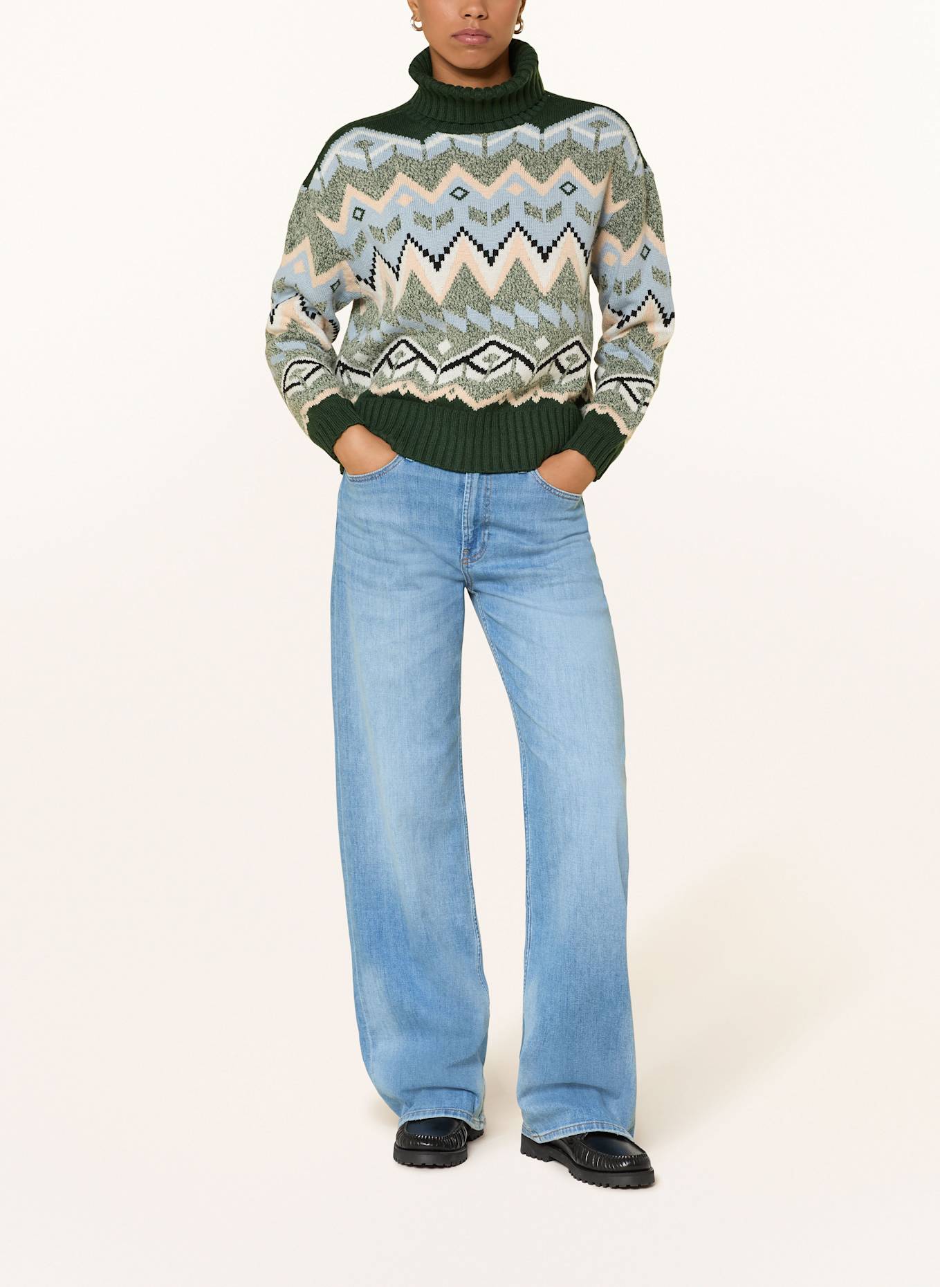 BOGNER Rollkragenpullover RAEGAN: DUNKELGRÜN / HELLBLAU / SCHWARZ