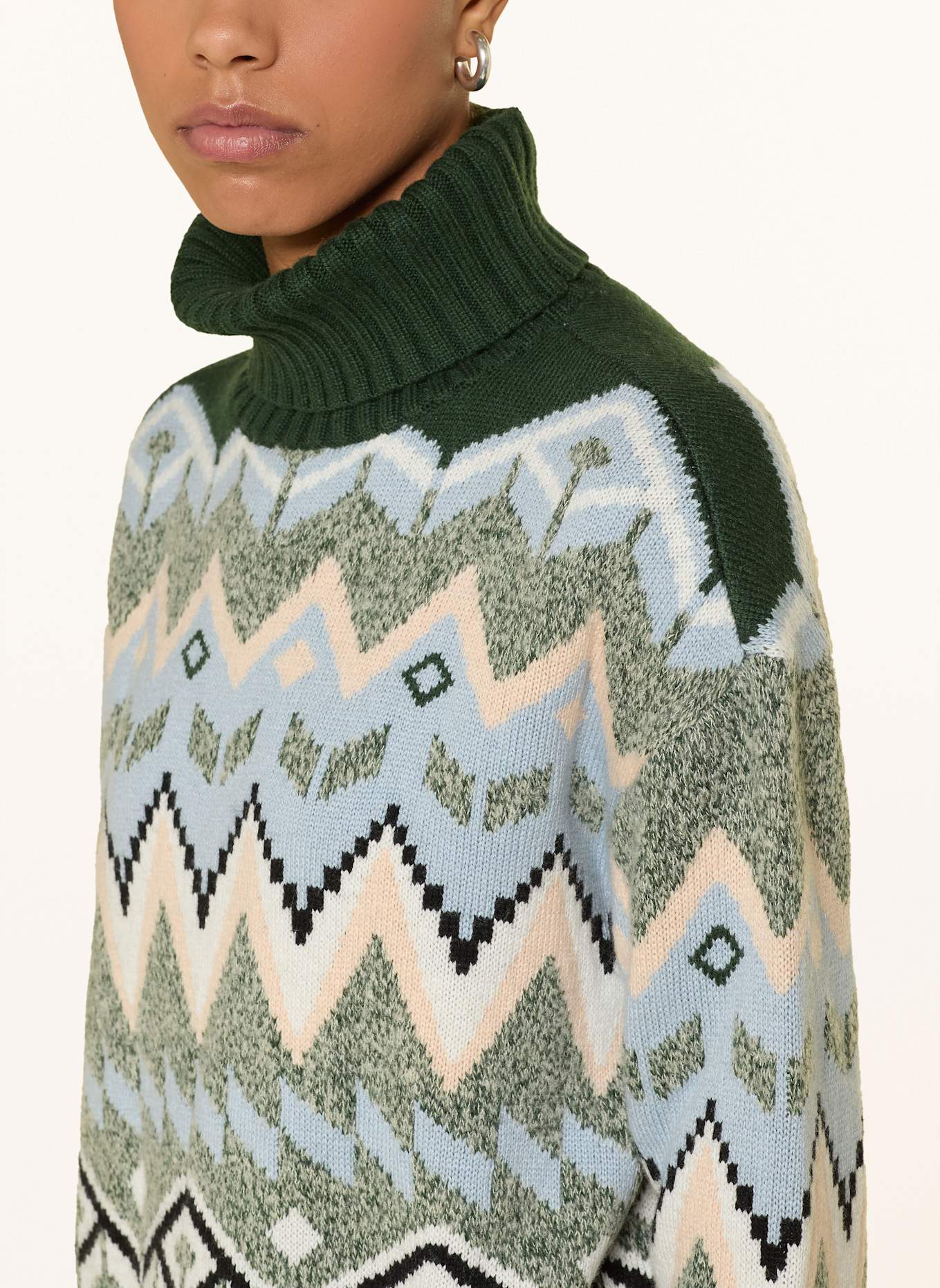 BOGNER Rollkragenpullover RAEGAN: DUNKELGRÜN / HELLBLAU / SCHWARZ