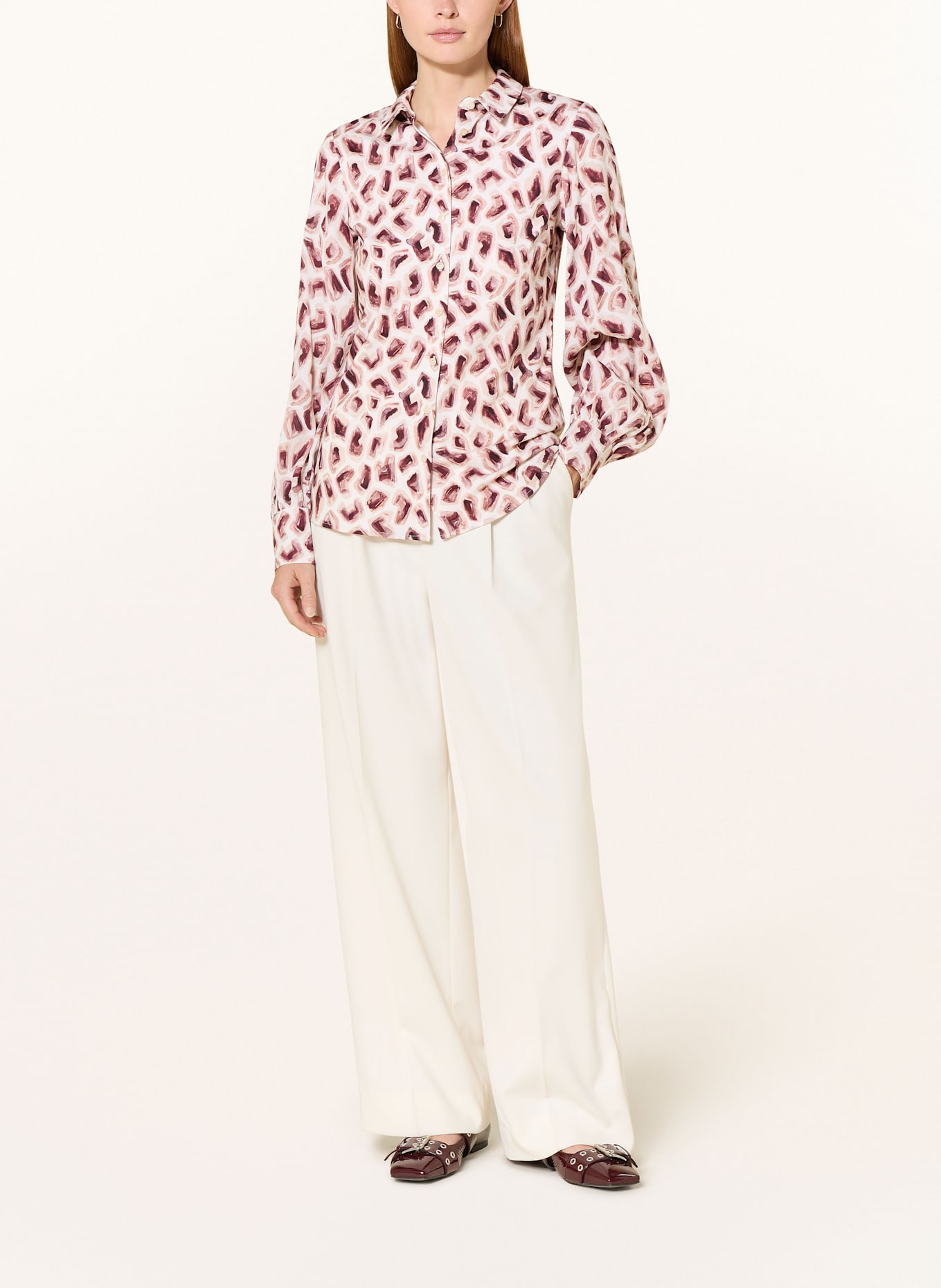 DESOTO Hemdbluse PIA: WEISS / BEIGE / DUNKELROT