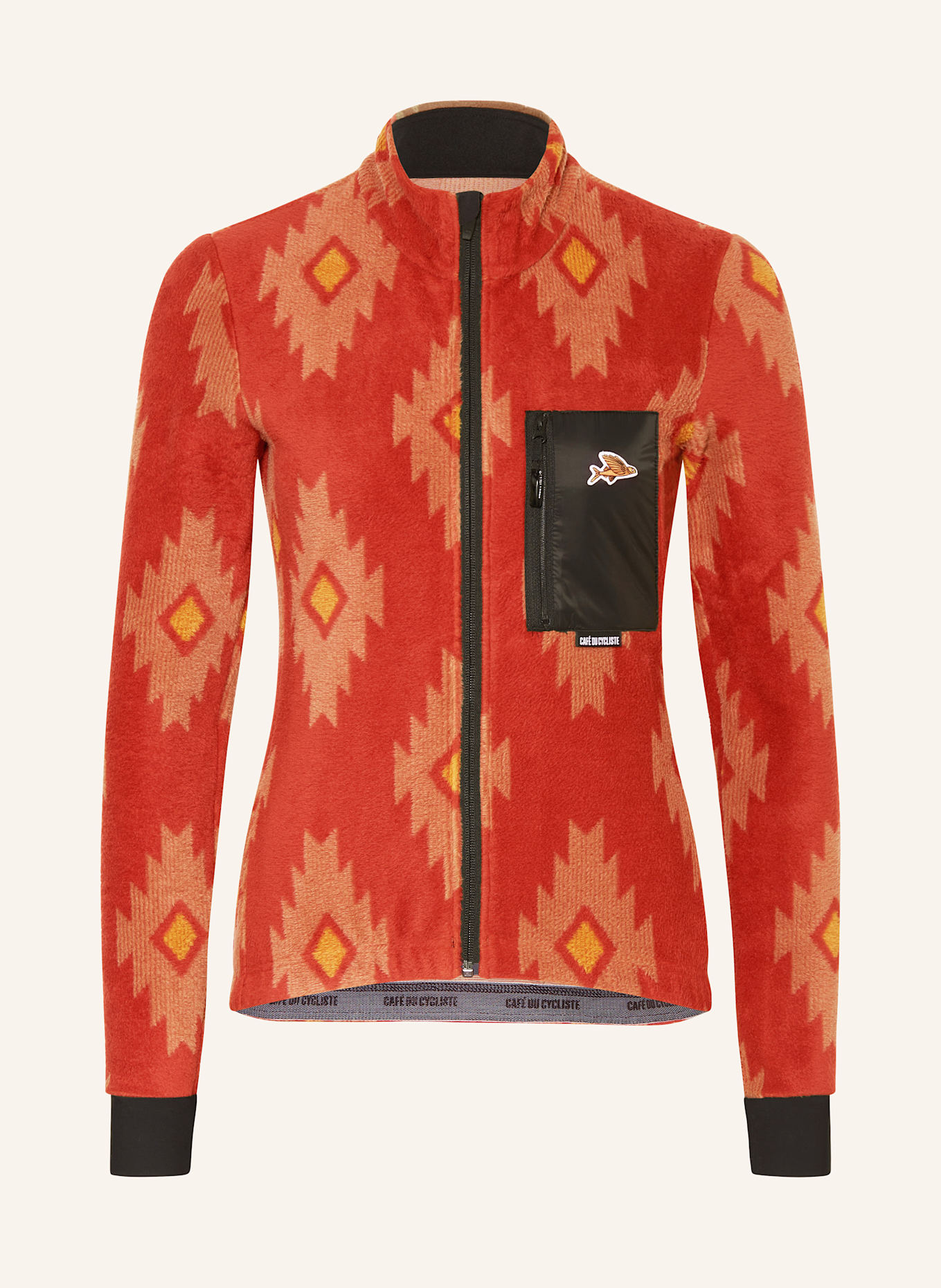 CAFÉ DU CYCLISTE Koszulka rowerowa SOLANGE: CZERWONY / JASNOPOMARAŃCZOWY / CIEMNOŻÓŁTY