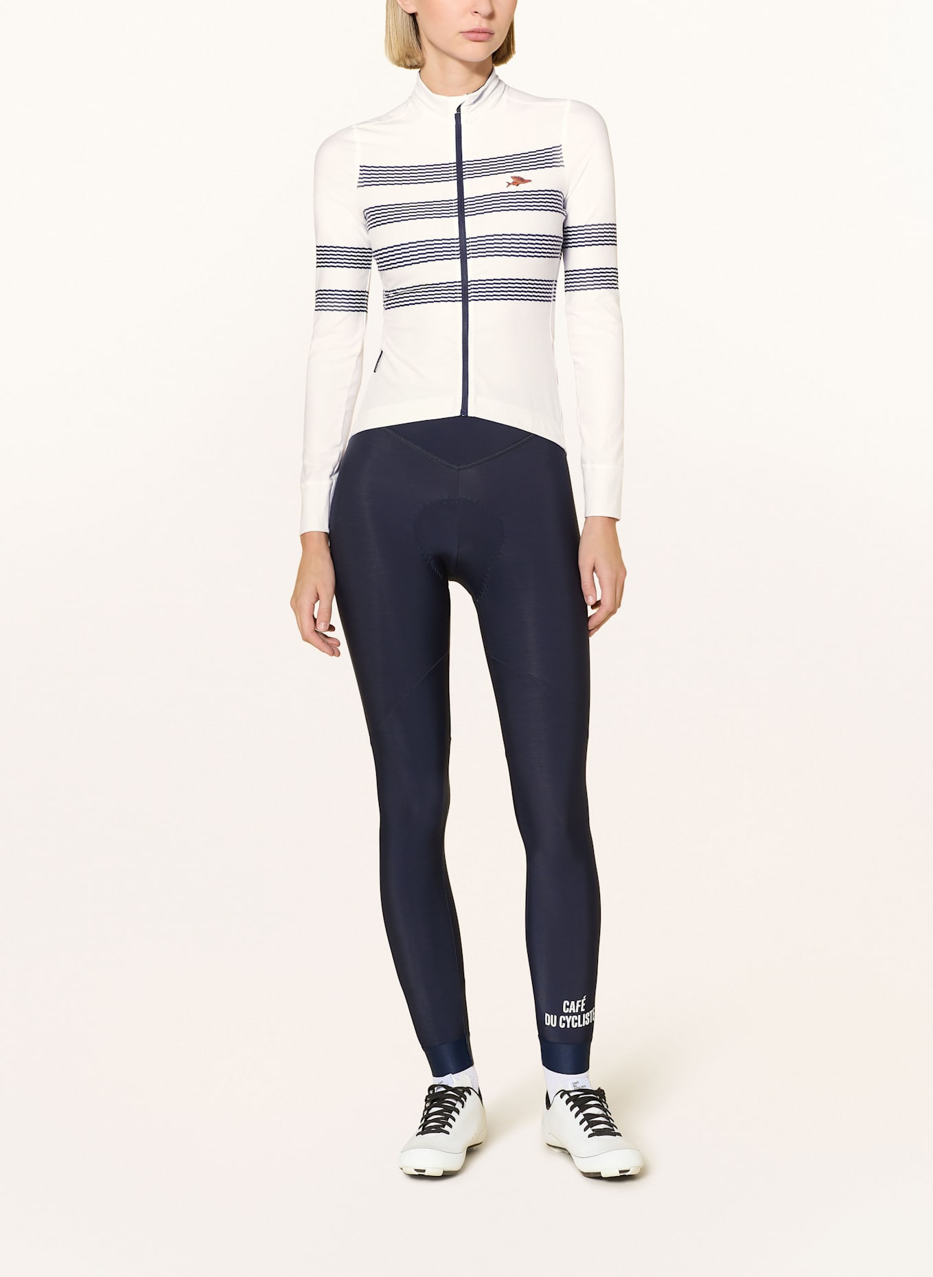 CAFÉ DU CYCLISTE Koszulka kolarska CHARLIE: BIAŁY / GRANATOWY