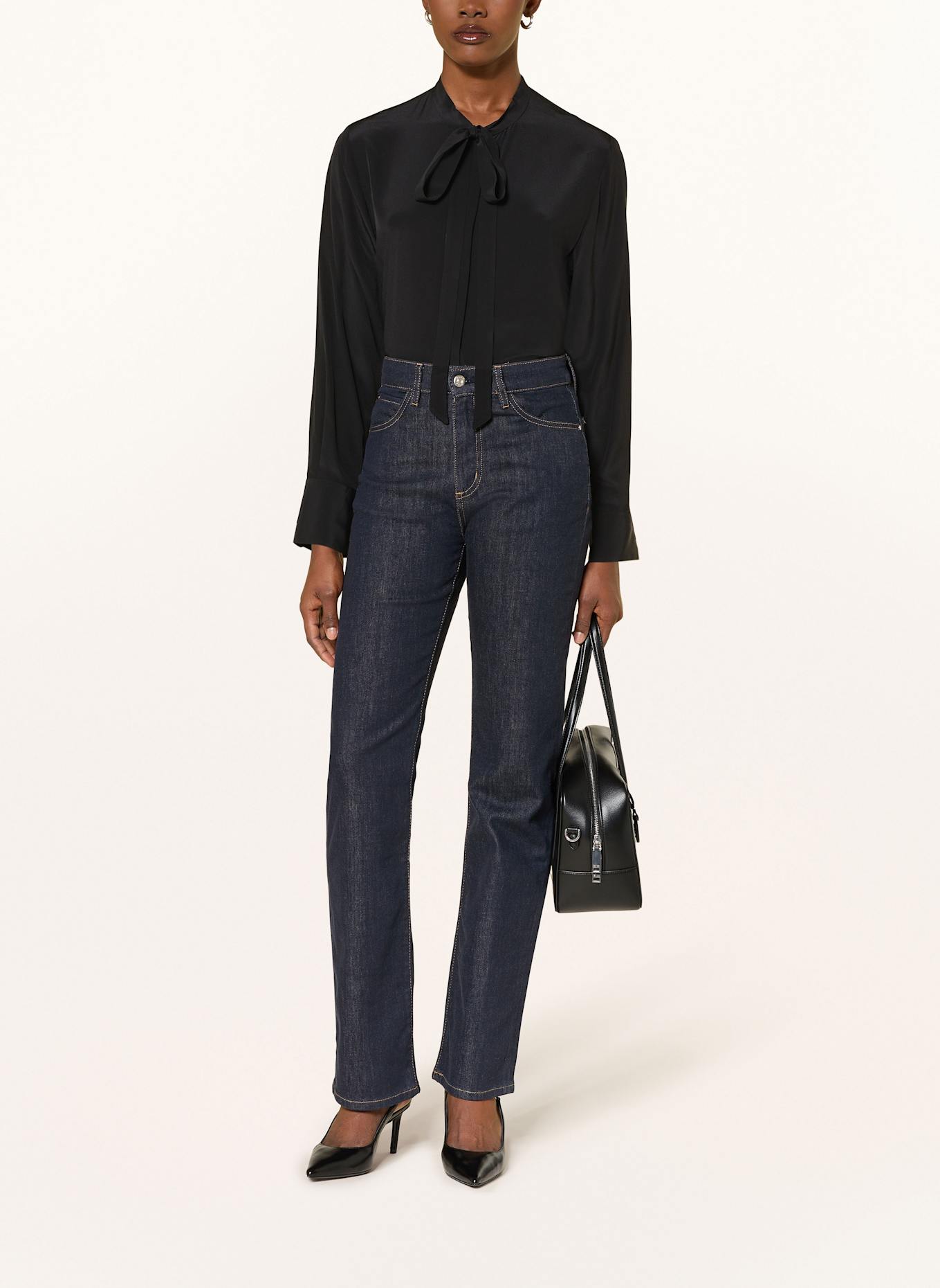 BOSS Schluppenbluse BRYON aus Seide: SCHWARZ