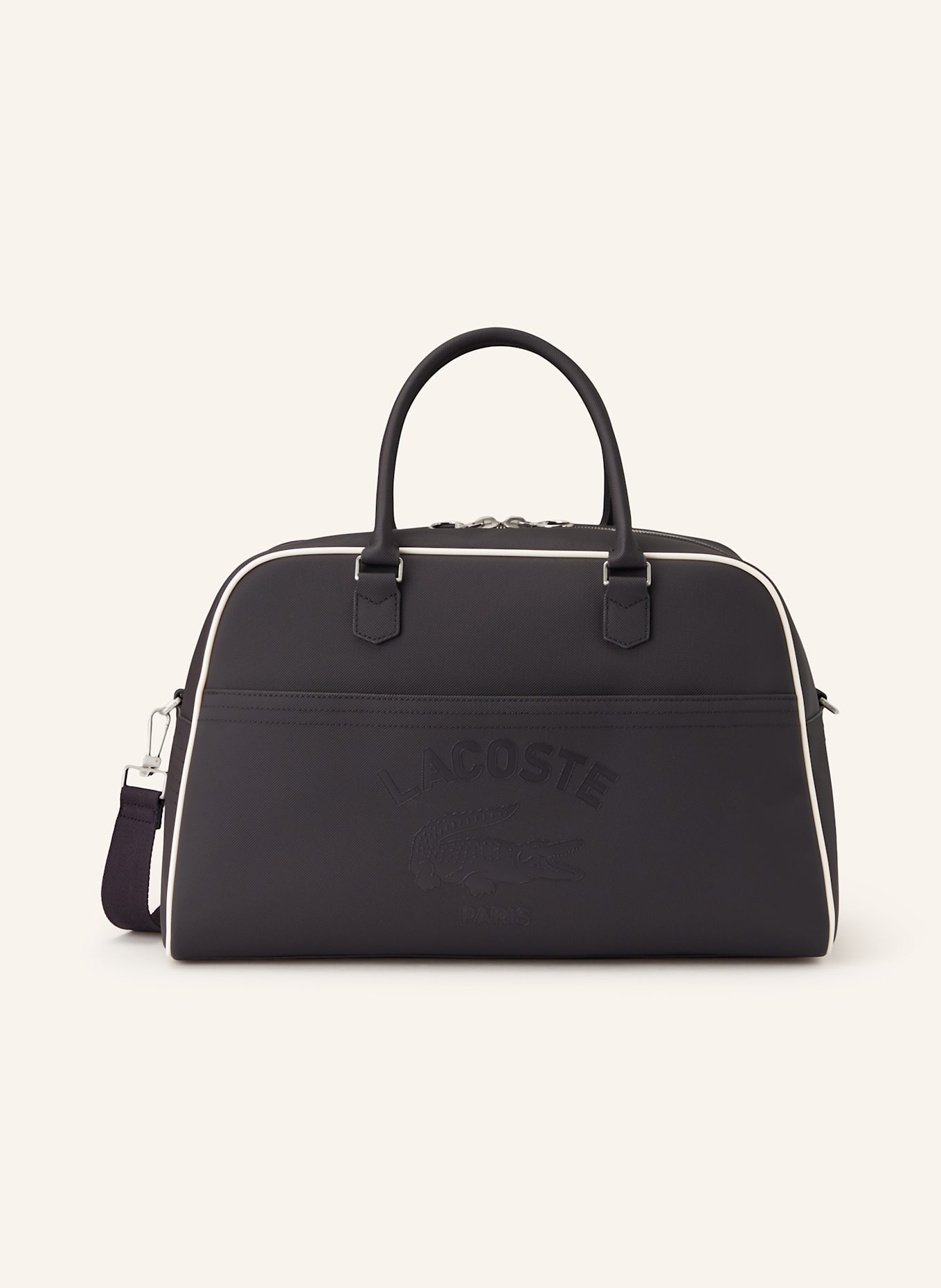 LACOSTE Weekender CLUB 1930 mit Laptop-Fach: SCHWARZ / WEISS