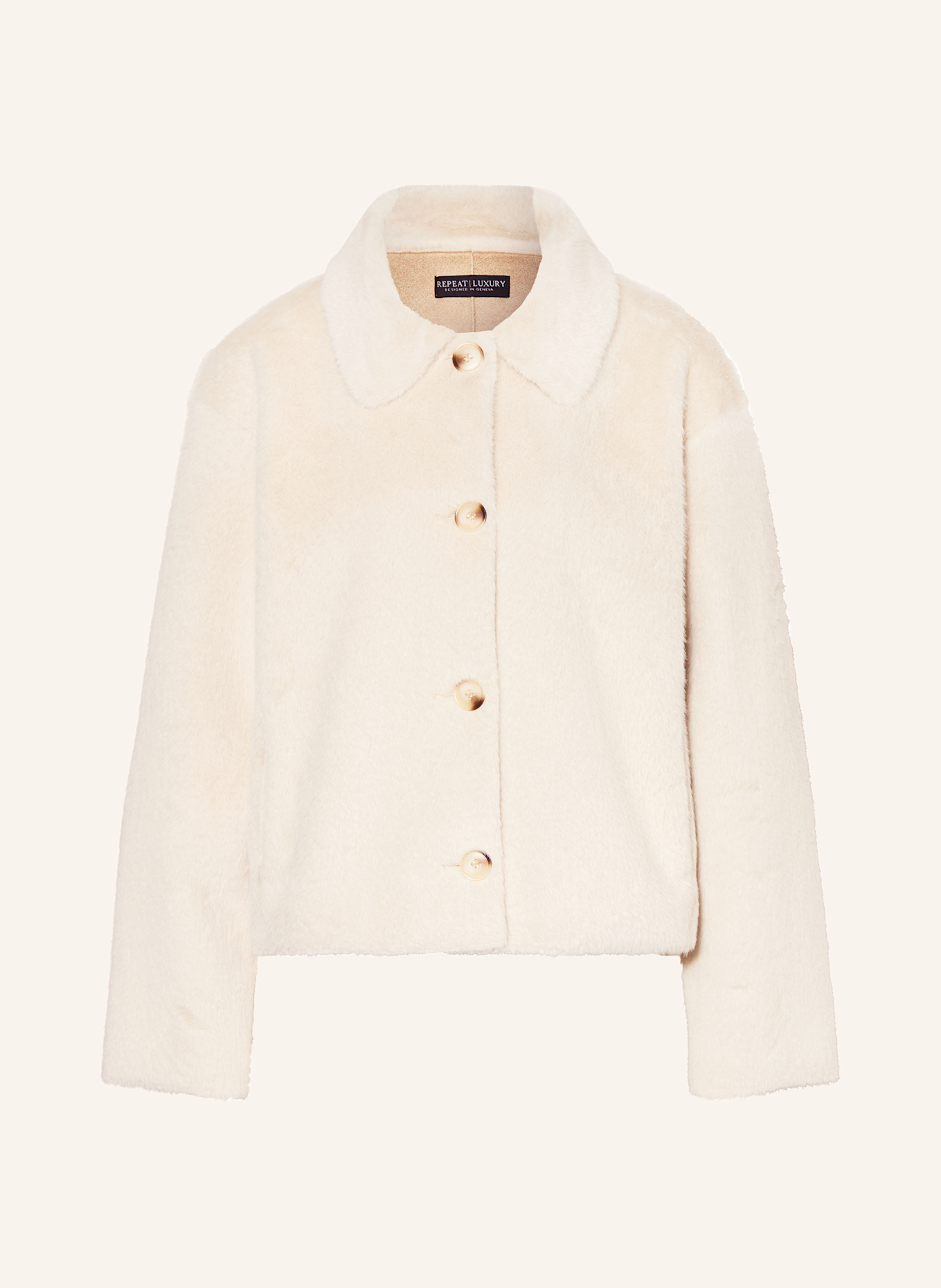 REPEAT Kunstfell-Jacke: BEIGE