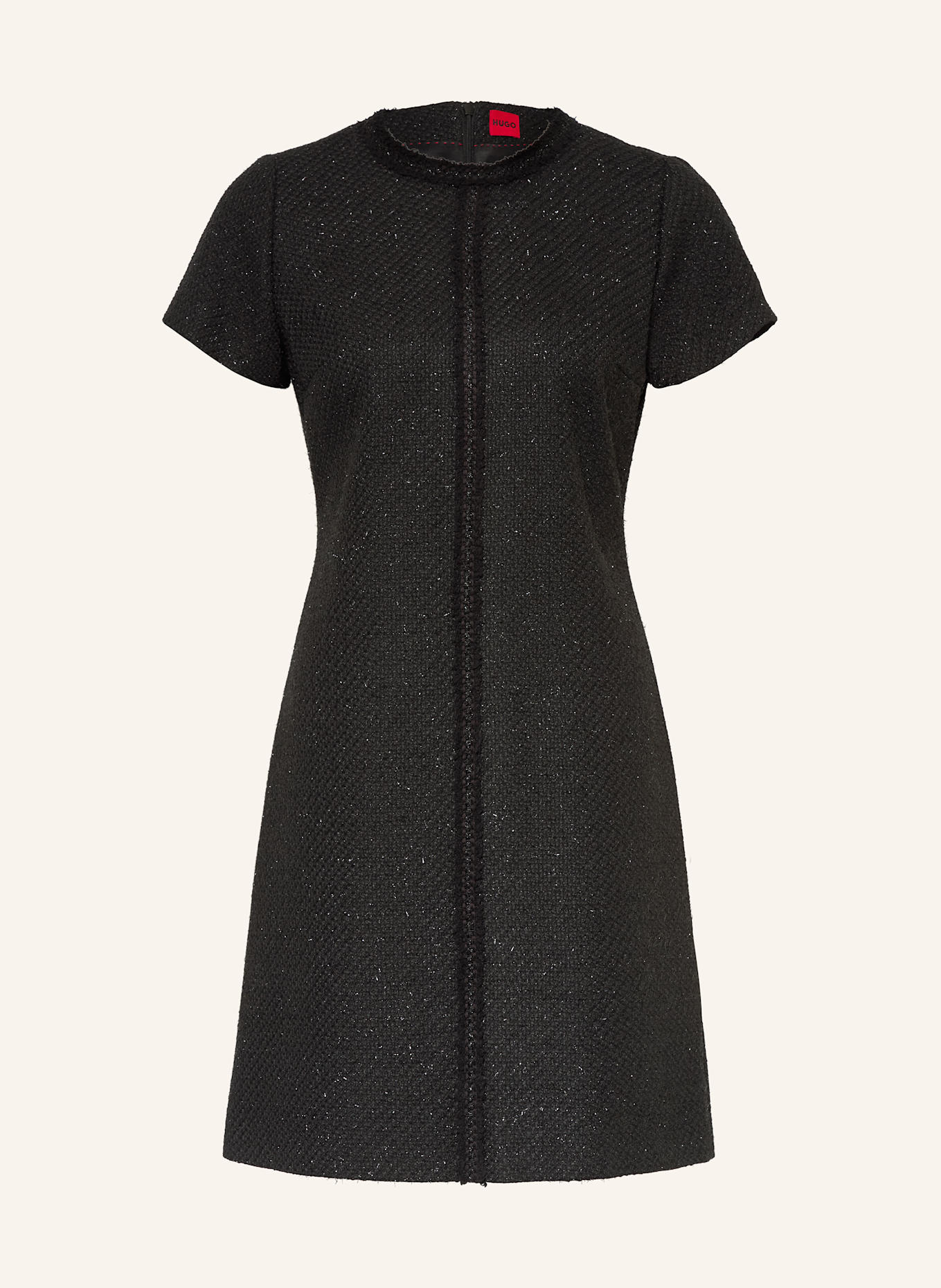 HUGO Etuikleid KIFARA aus Bouclé mit Glitzergarn: SCHWARZ