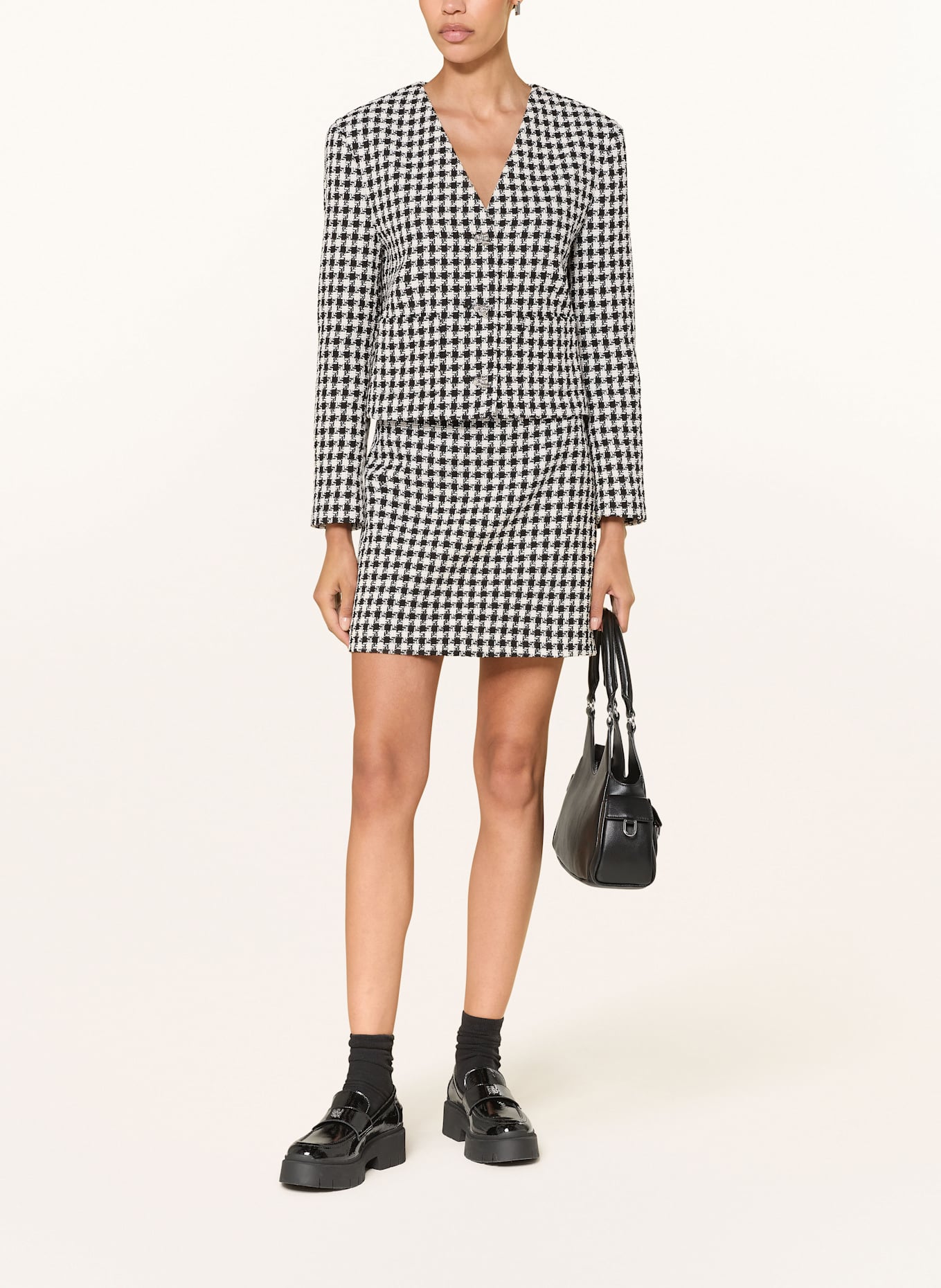 HUGO Kastenjacke ALINDANI: WEISS / SCHWARZ