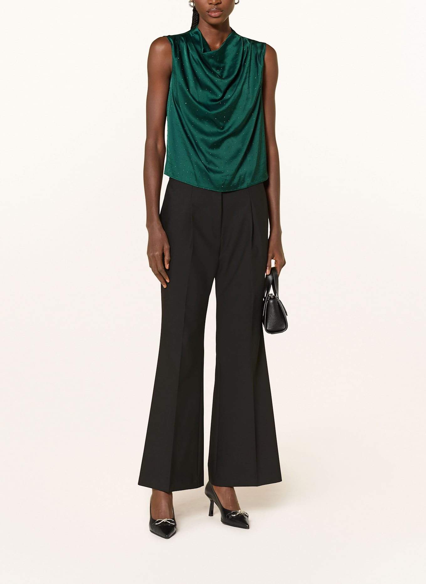 HUGO Satintop CASMINI mit Schmucksteinen: DUNKELGRÜN