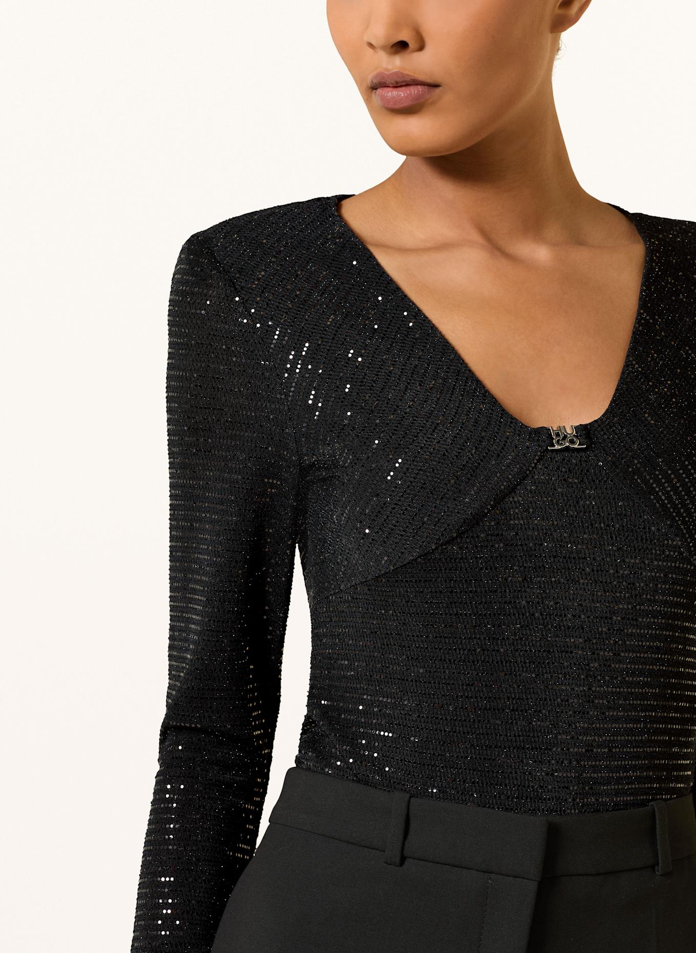 HUGO String-Body DAMMERY mit Pailletten: SCHWARZ
