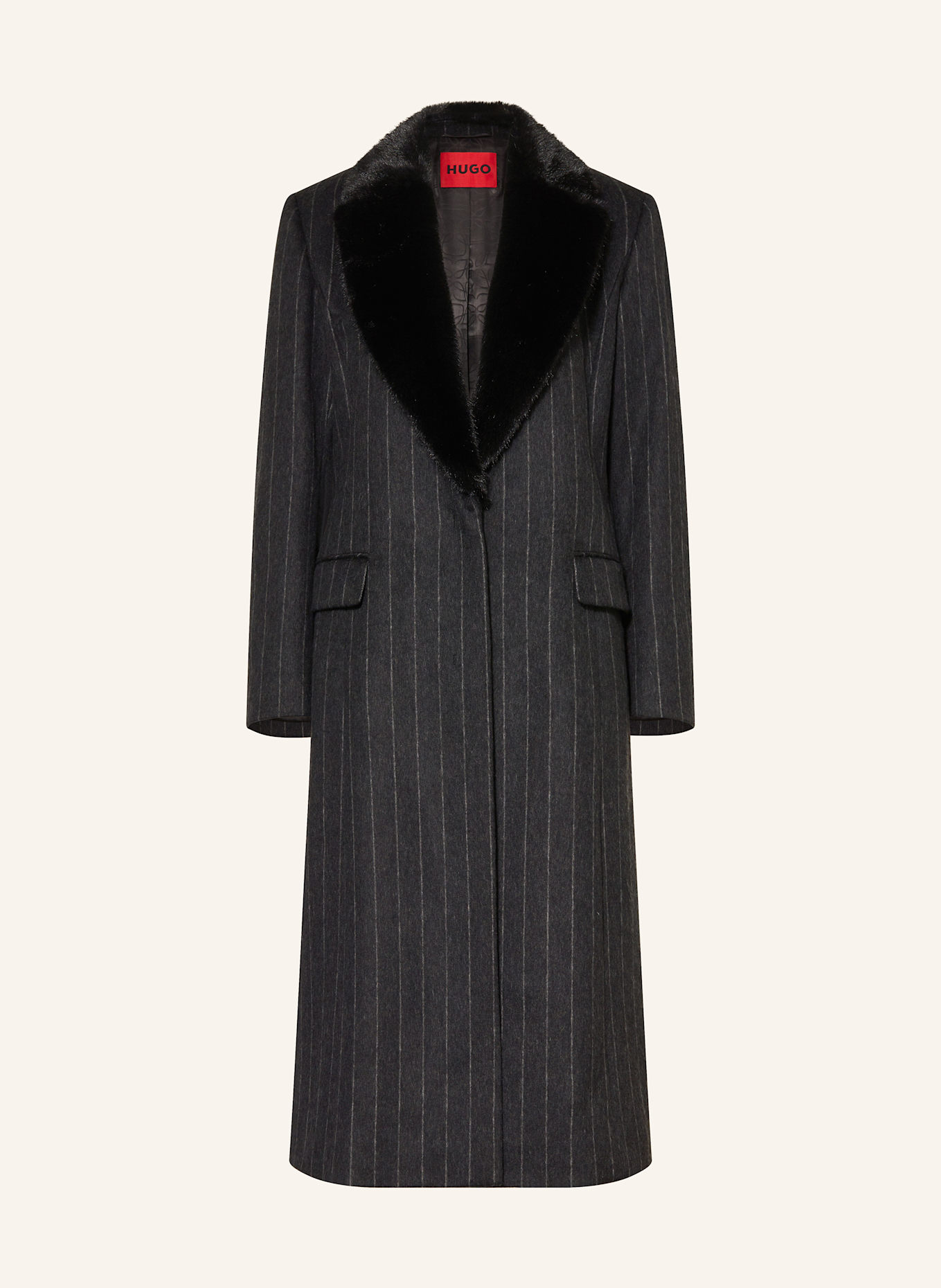 HUGO Mantel MERMINE: DUNKELGRAU / HELLGRAU