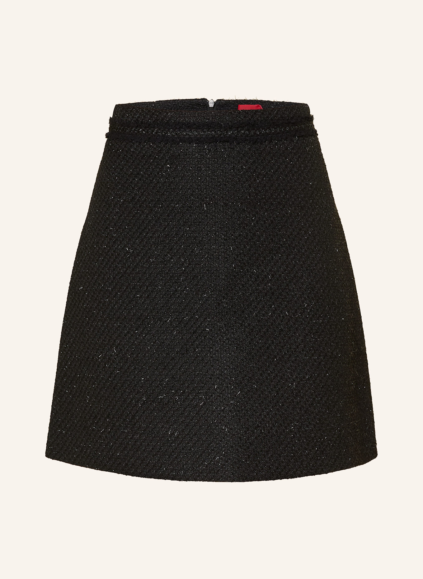 HUGO Bouclé-Rock RAFRANSI mit Glitzergarn: SCHWARZ