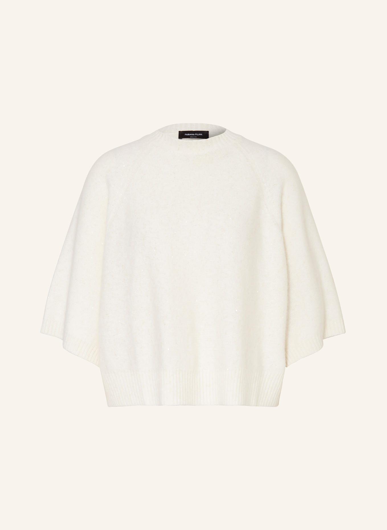 FABIANA FILIPPI Pullover mit 3/4-Arm und Pailletten: CREME