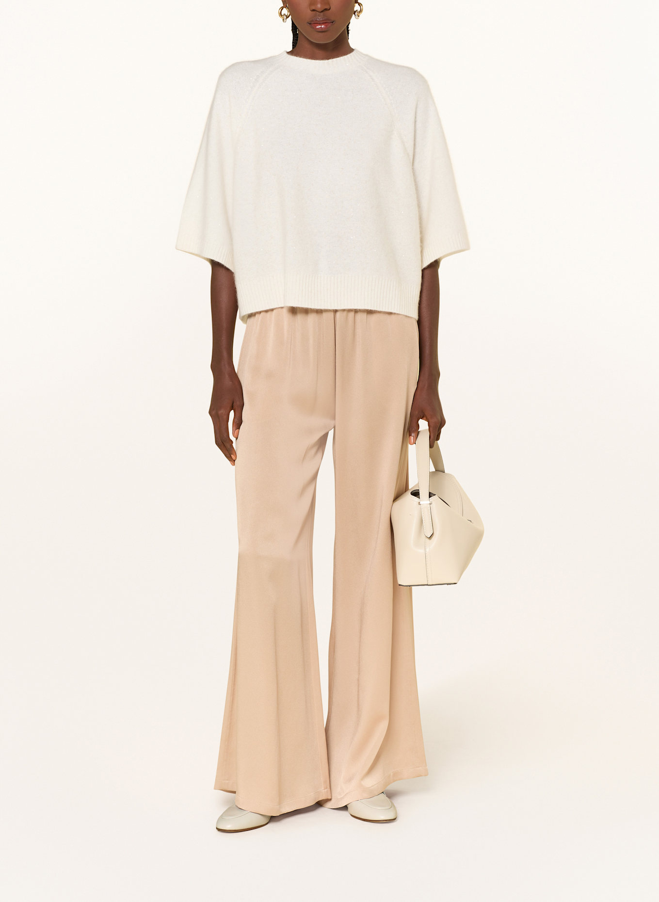 FABIANA FILIPPI Pullover mit 3/4-Arm und Pailletten: CREME