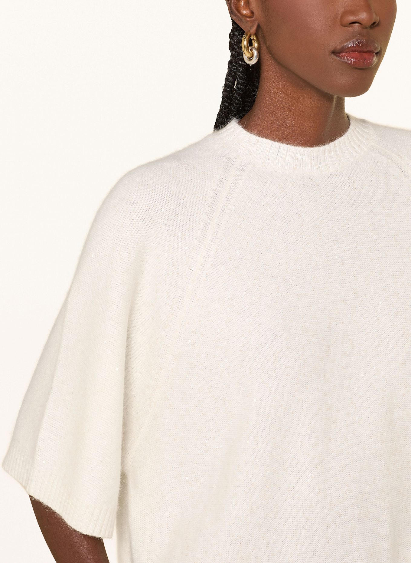 FABIANA FILIPPI Pullover mit 3/4-Arm und Pailletten: CREME