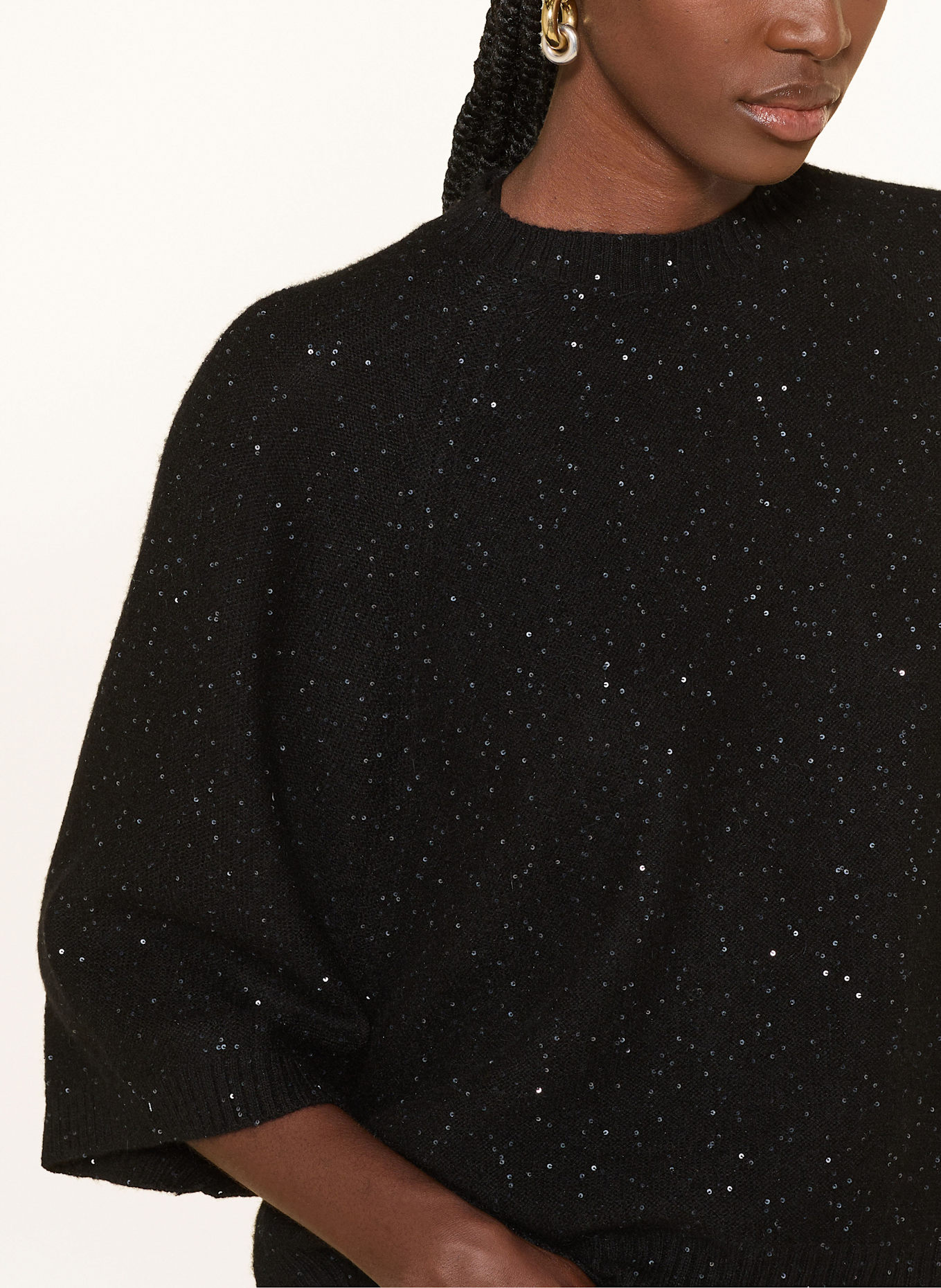 FABIANA FILIPPI Pullover mit 3/4-Arm und Pailletten: SCHWARZ