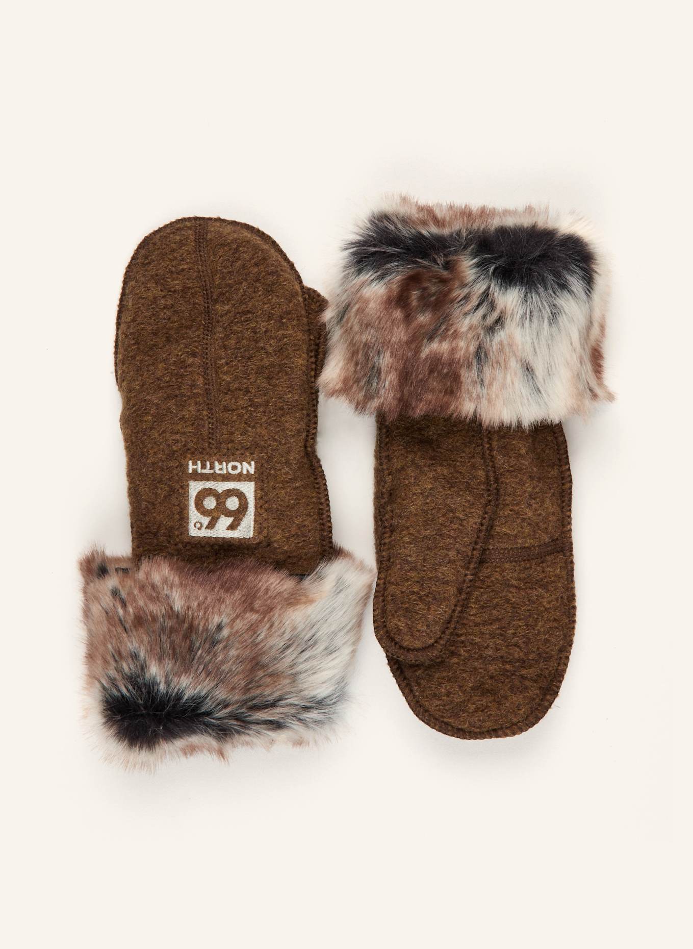 66°NORTH Multisport-Handschuhe KALDI ARCTIC MITTENS mit Kunstpelz: BRAUN