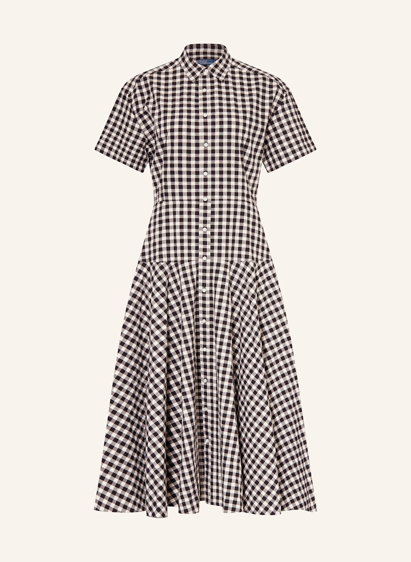 POLO RALPH LAUREN Hemdblusenkleid: WEISS / SCHWARZ