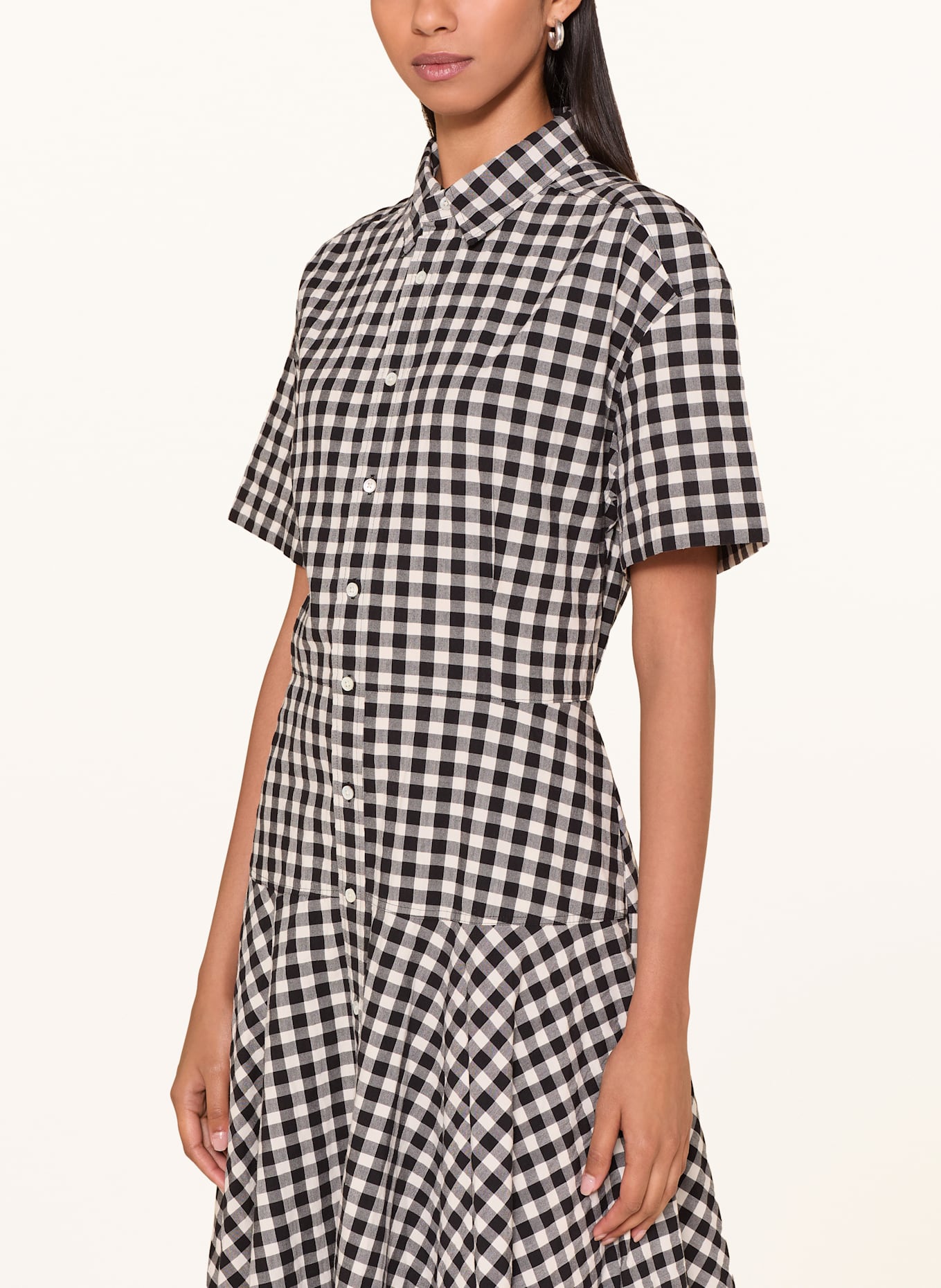 POLO RALPH LAUREN Hemdblusenkleid: WEISS / SCHWARZ