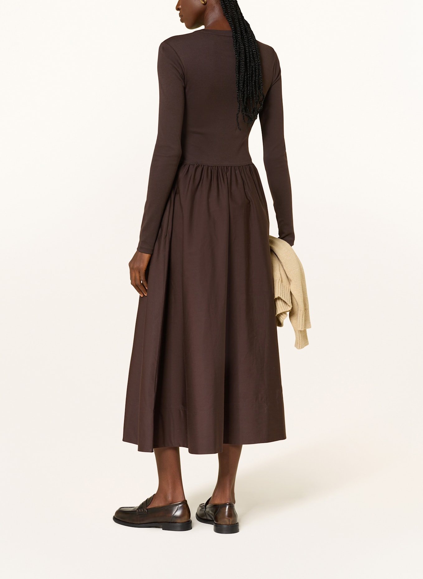 POLO RALPH LAUREN Kleid im Materialmix: DUNKELBRAUN