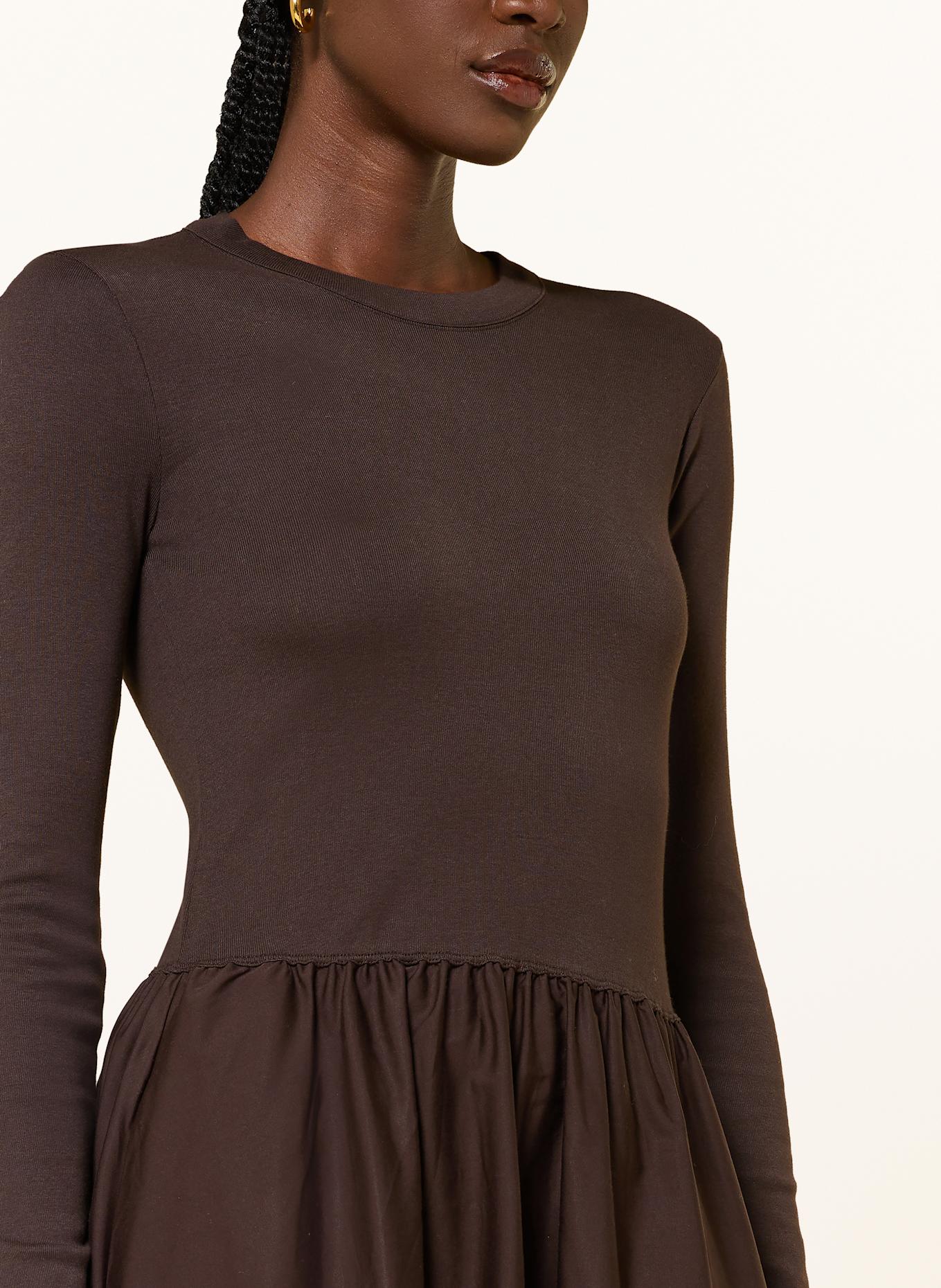 POLO RALPH LAUREN Kleid im Materialmix: DUNKELBRAUN