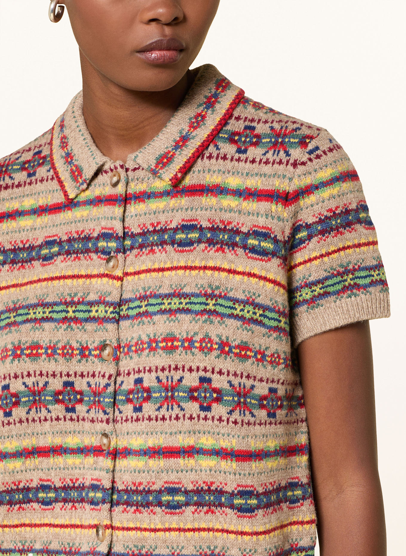 POLO RALPH LAUREN Strickbluse: BEIGE / ROT / BLAU