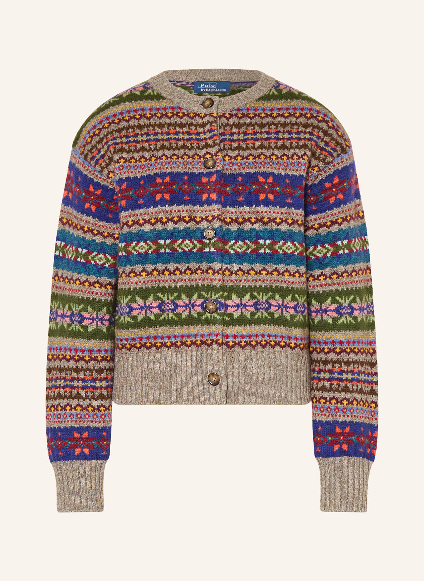 POLO RALPH LAUREN Pletený kardigan: ŠEDÁ / MODRÁ / ZELENÁ